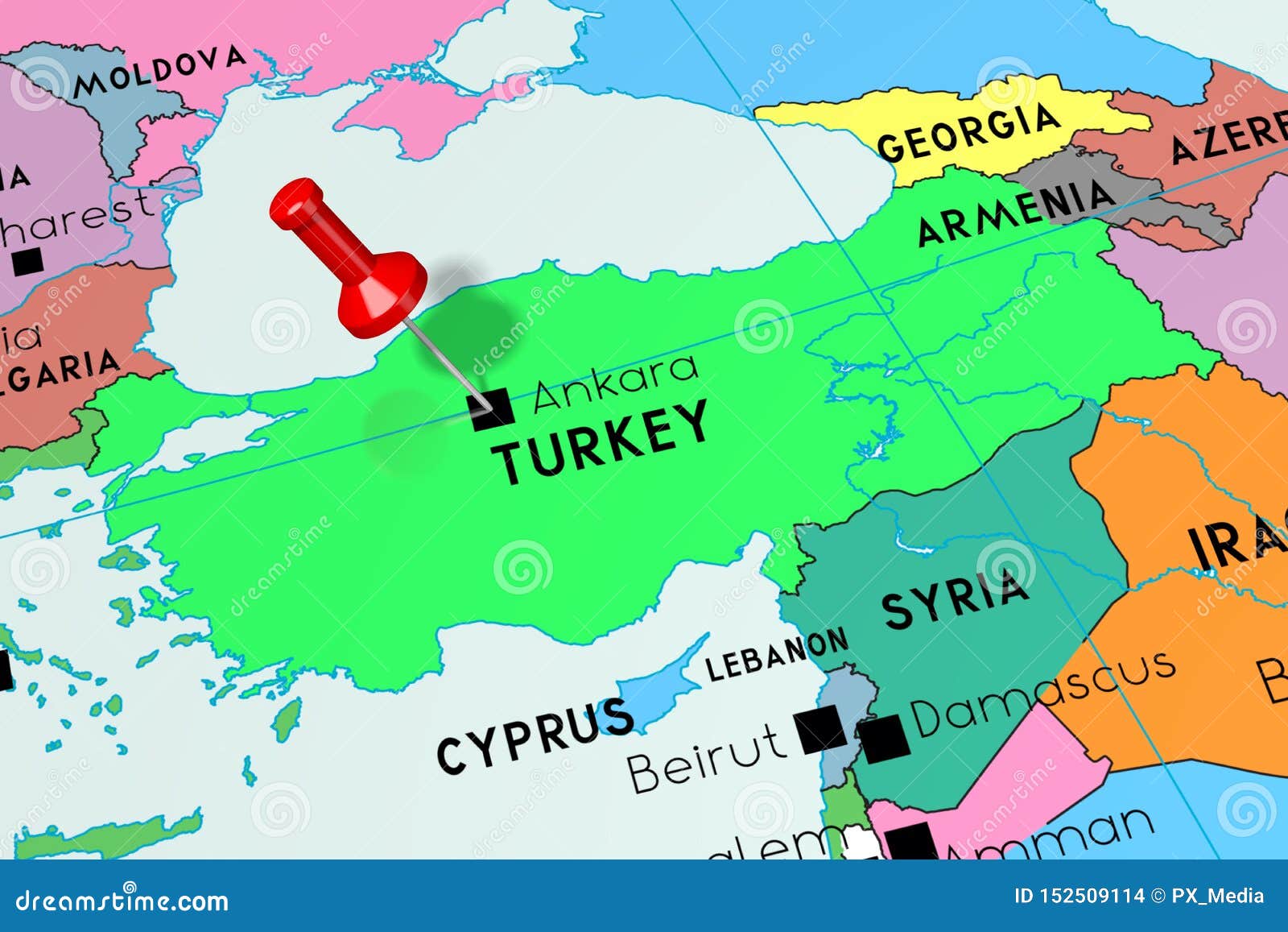 Turkey Ankara Capital City Pinned On Political Map Stock Illustration Illustration Of Location Geography 152509114