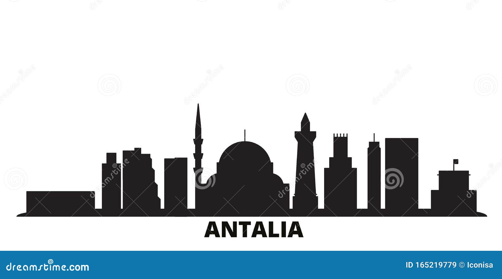 turkey, antalia city skyline   . turkey, antalia travel black cityscape