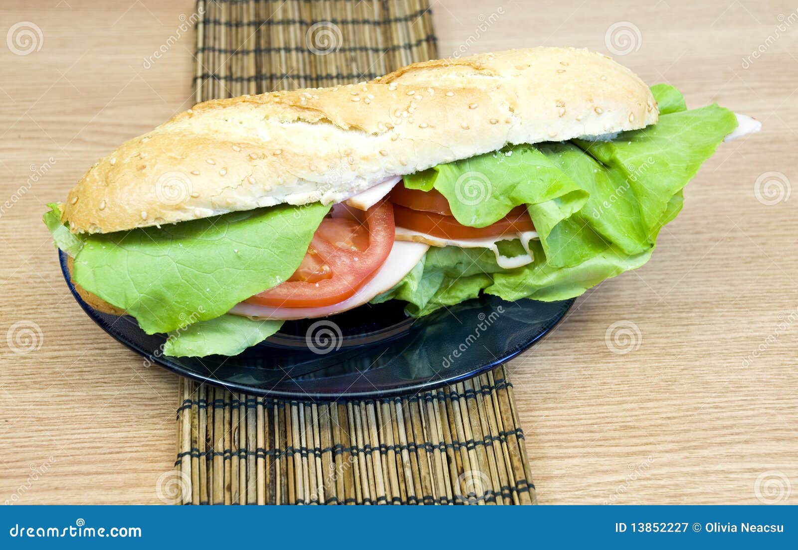 Turkey baguette stock image. Image of fast, plate, meal 13852227