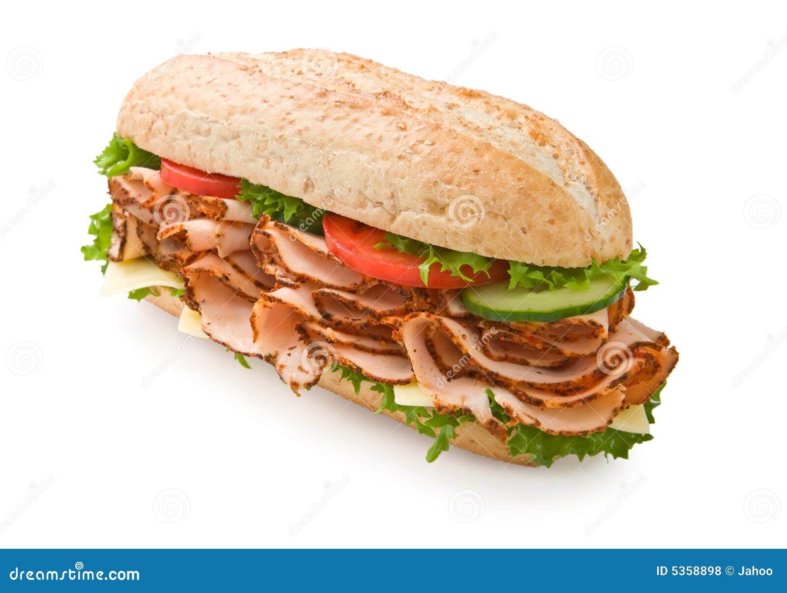 Turkey Breast Sandwich with Cheese & Tomatoes Stock Photo Image of