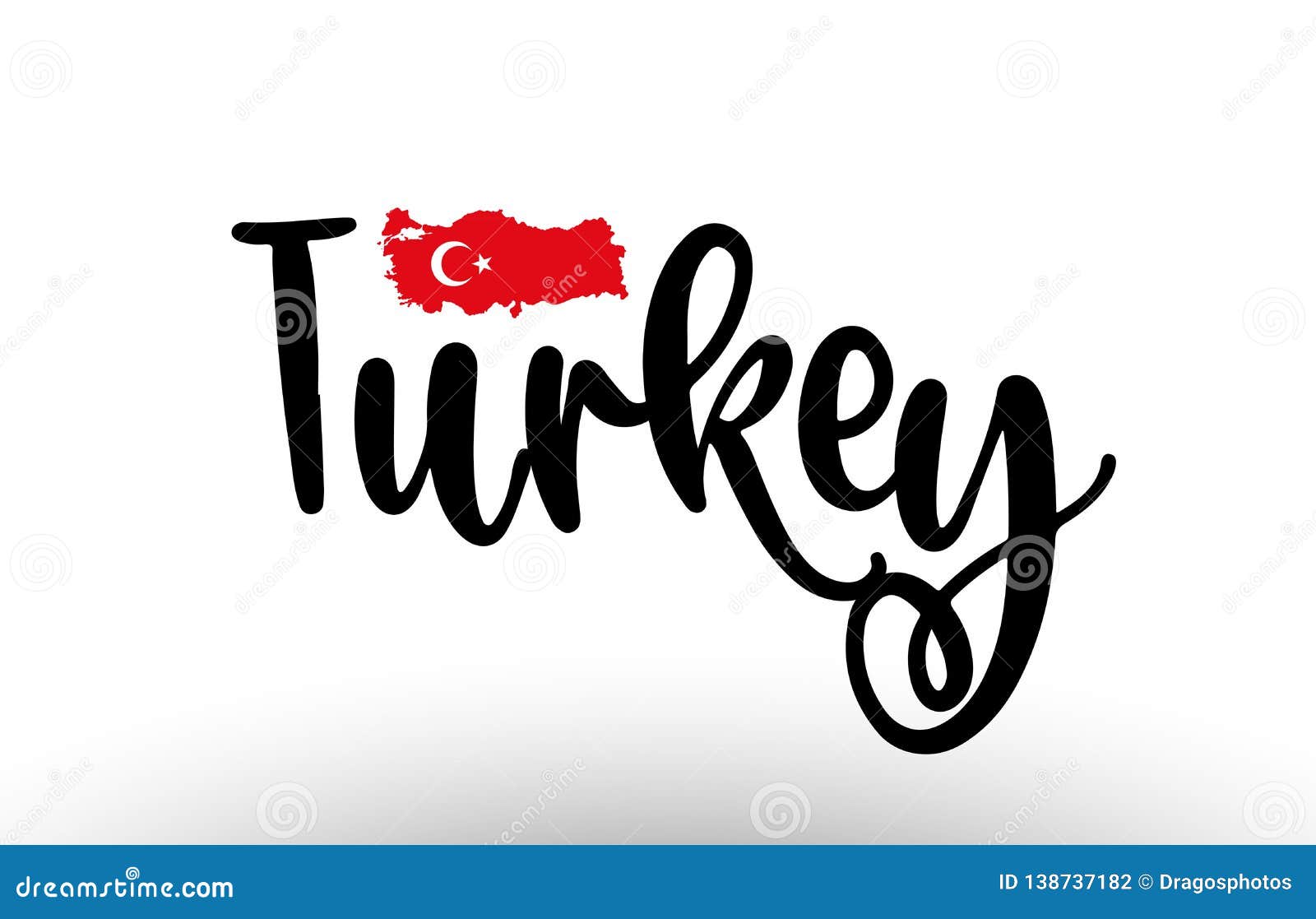 Turkey Country Big Text with Flag Inside Map Concept Logo Stock Vector