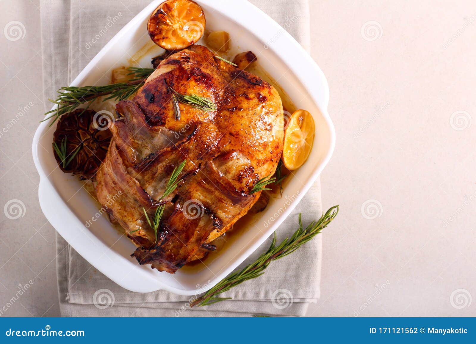 Turkey Crown Wrapped in Bacon Strips Stock Photo Image of bake, grill