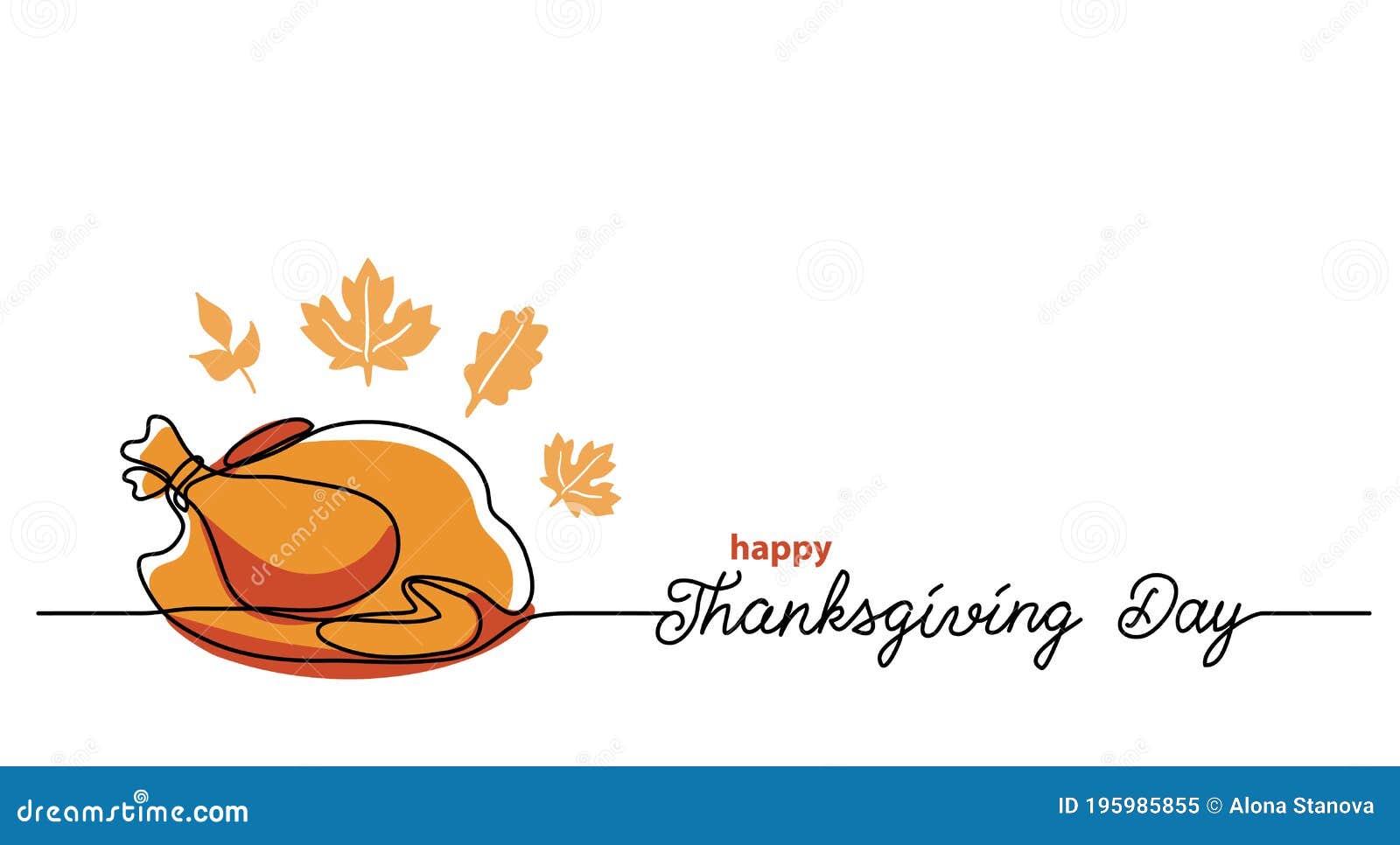 turkey dinner thanksgiving day line art background. simple  web banner. one continuous line drawing with lettering
