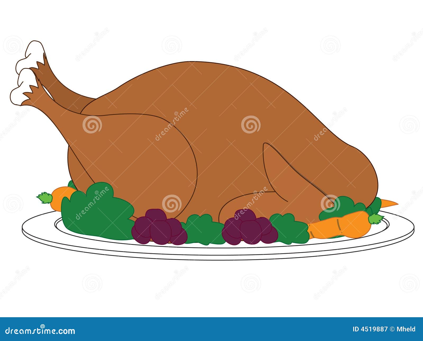 Turkey with Dressing on Plate Stock Vector Illustration of fancy