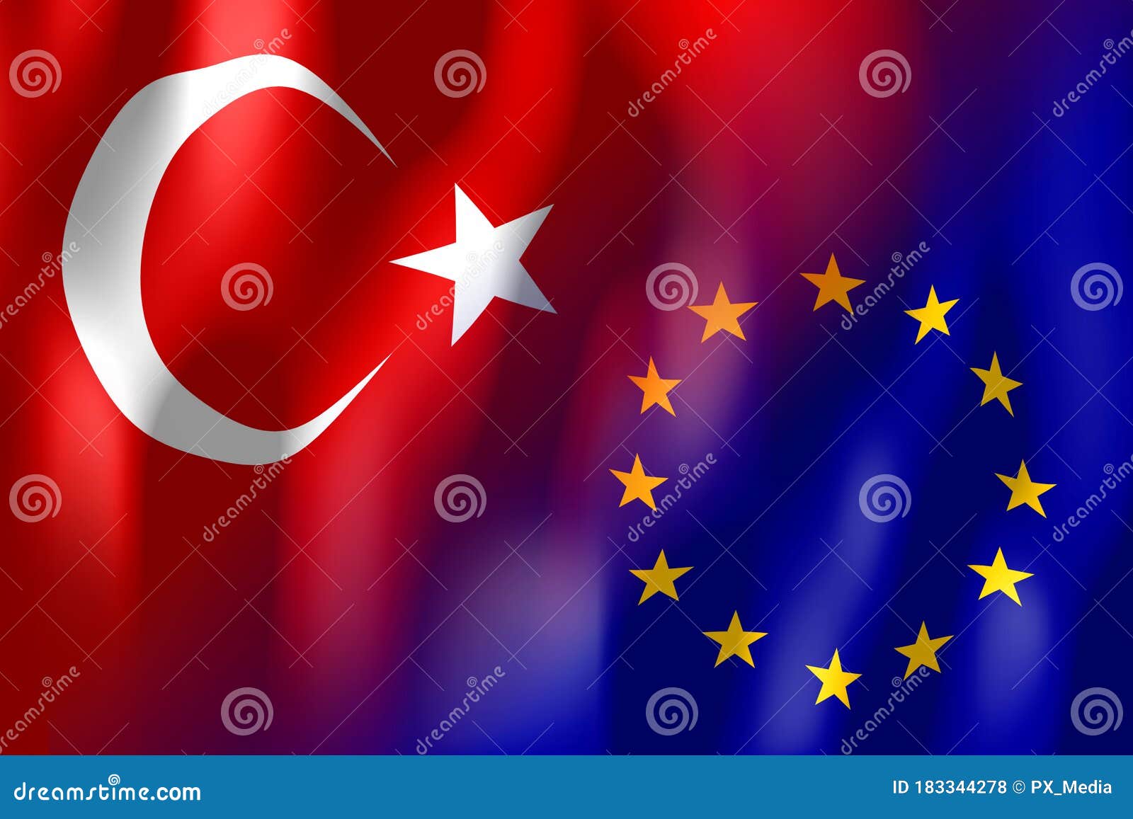 Turkey and European Union Flags Stock Illustration Illustration of
