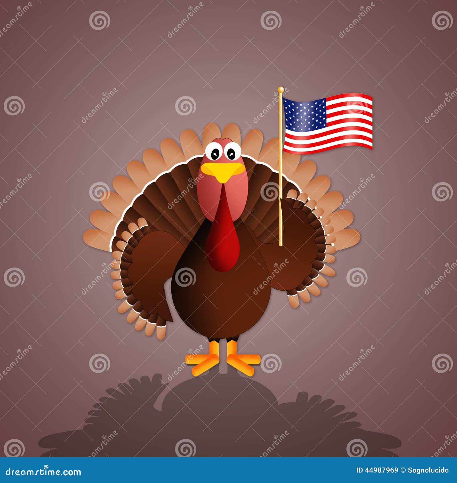 Turkey with Flag of America Stock Illustration Illustration of autumn