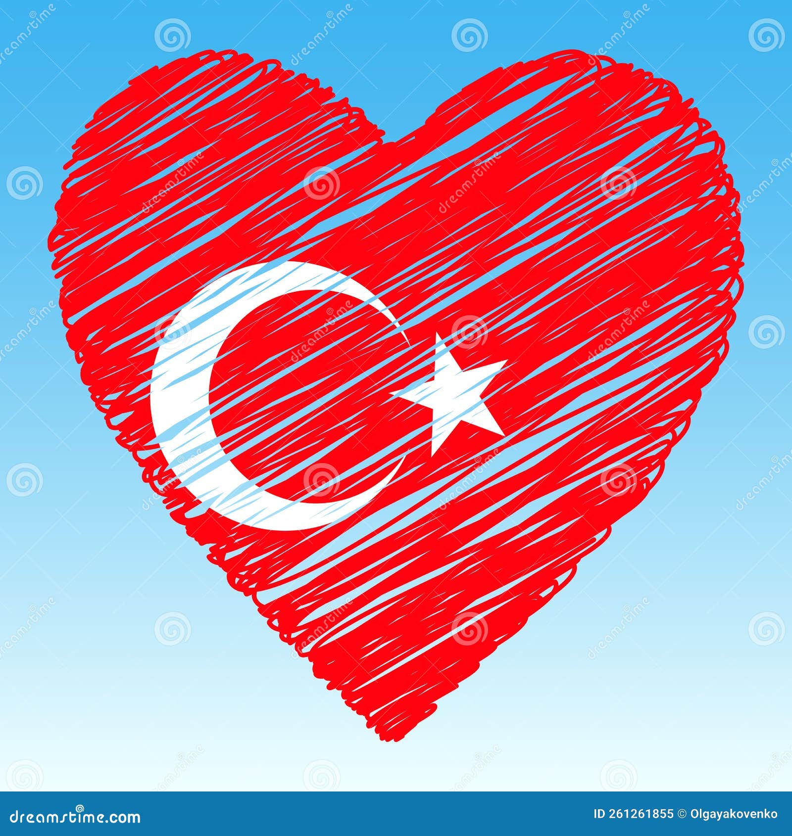 Turkey Flag, Heart Shape, Grunge Style Stock Vector Illustration of
