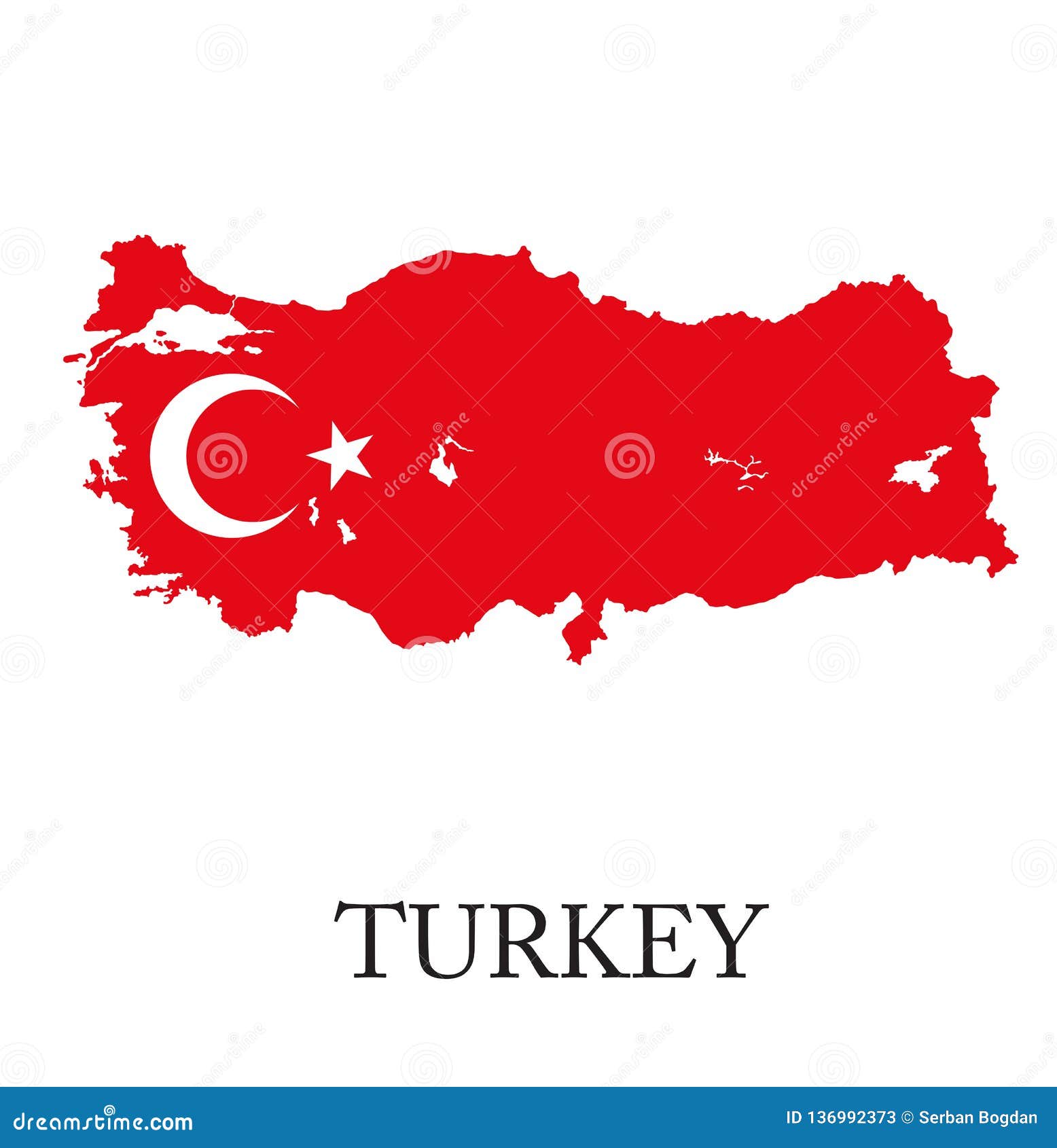 Turkey flag map stock vector. Illustration of border 136992373