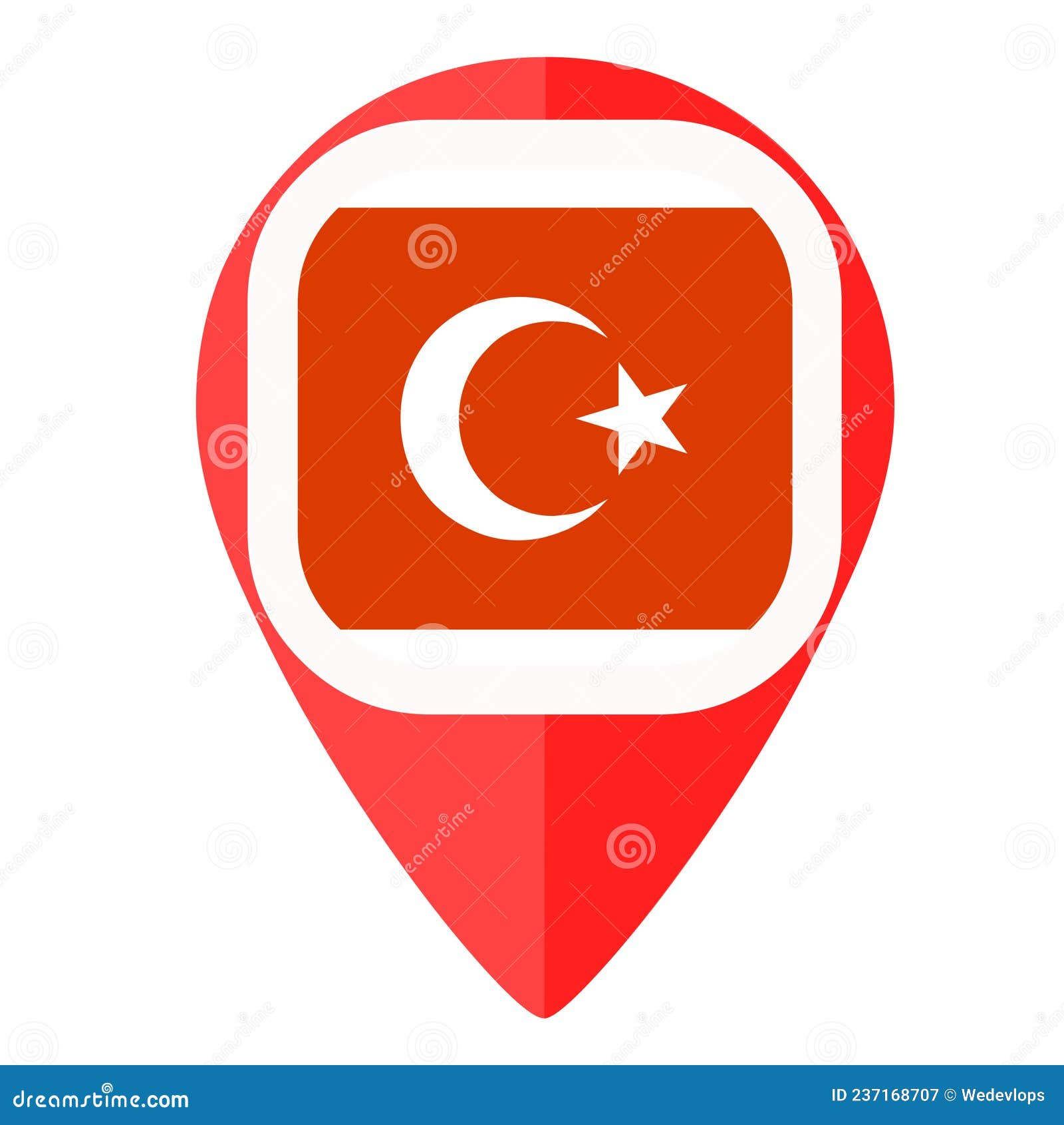 Turkey Flag Pin Marker Navigation Location Map Stock Image