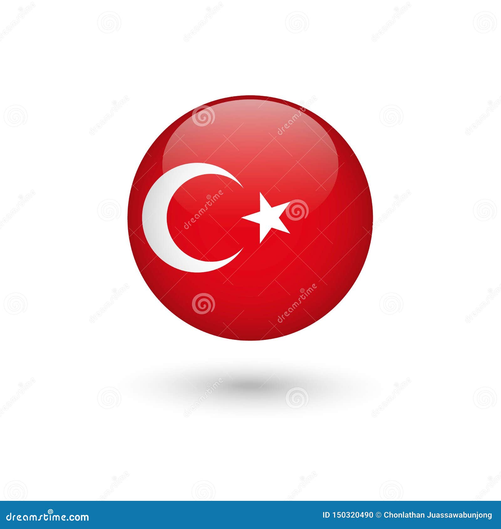 Turkey flag round glossy stock vector. Illustration of graphic 150320490