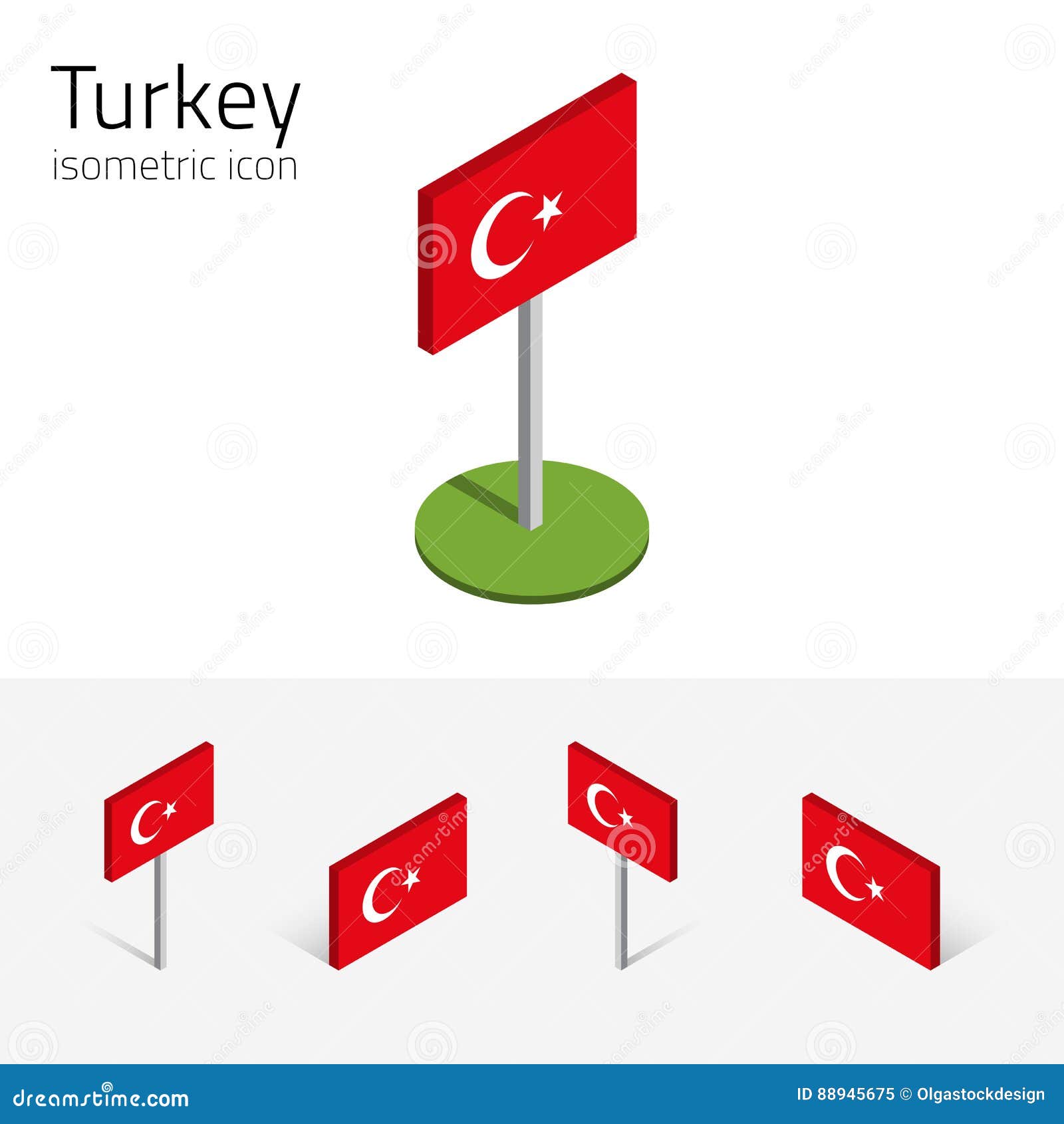 Download Turkey Flag, Vector Set Of 3D Isometric Icons Stock Vector - Illustration of europe, national ...