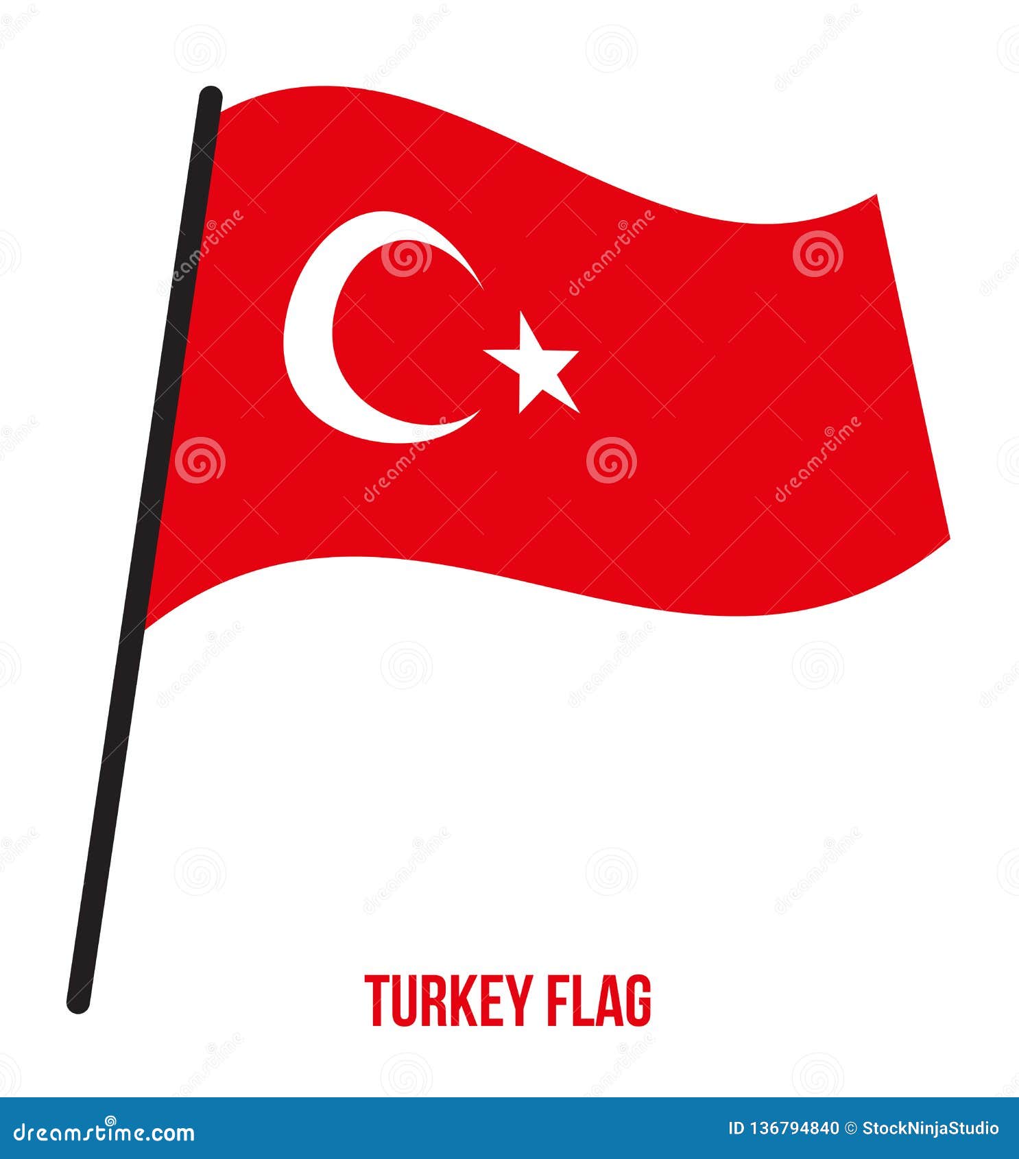Download Turkey Flag Waving Vector Illustration On White Background ...