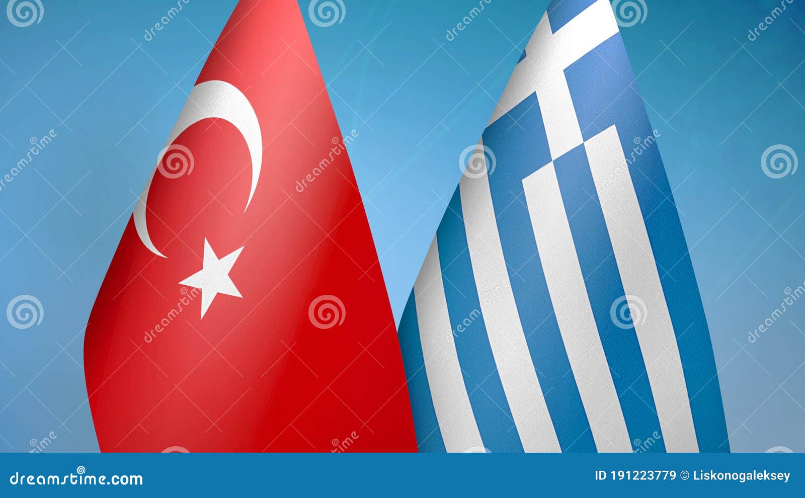 Turkey and Greece Two Flags Stock Illustration Illustration of