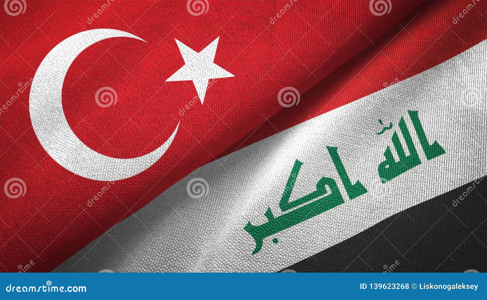 https://thumbs.dreamstime.com/z/turkey-iraq-flags-together-textile-cloth-fabric-texture-text-iraqi-flag-means-god-greatest-turkey-iraq-flags-139623268.jpg