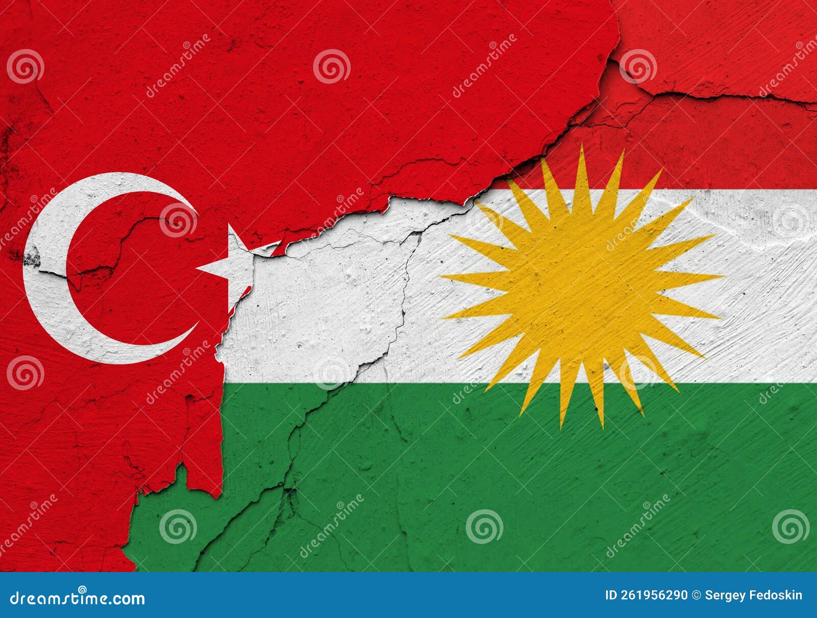 Turkey and Kurdistan Flags. International Relations Stock Photo Image