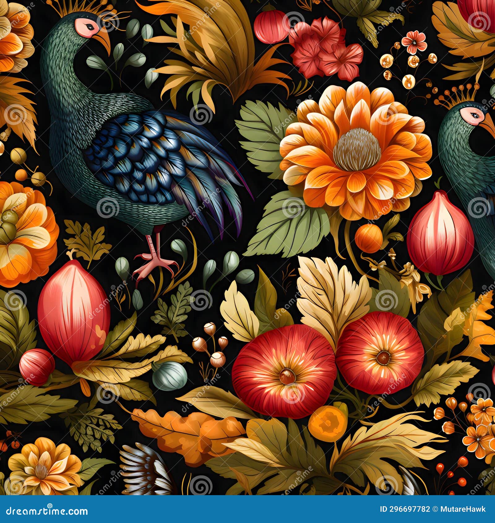 turkey, leaves, pumpkins as abstract background, wallpaper, banner, texture  with pattern - . black colors