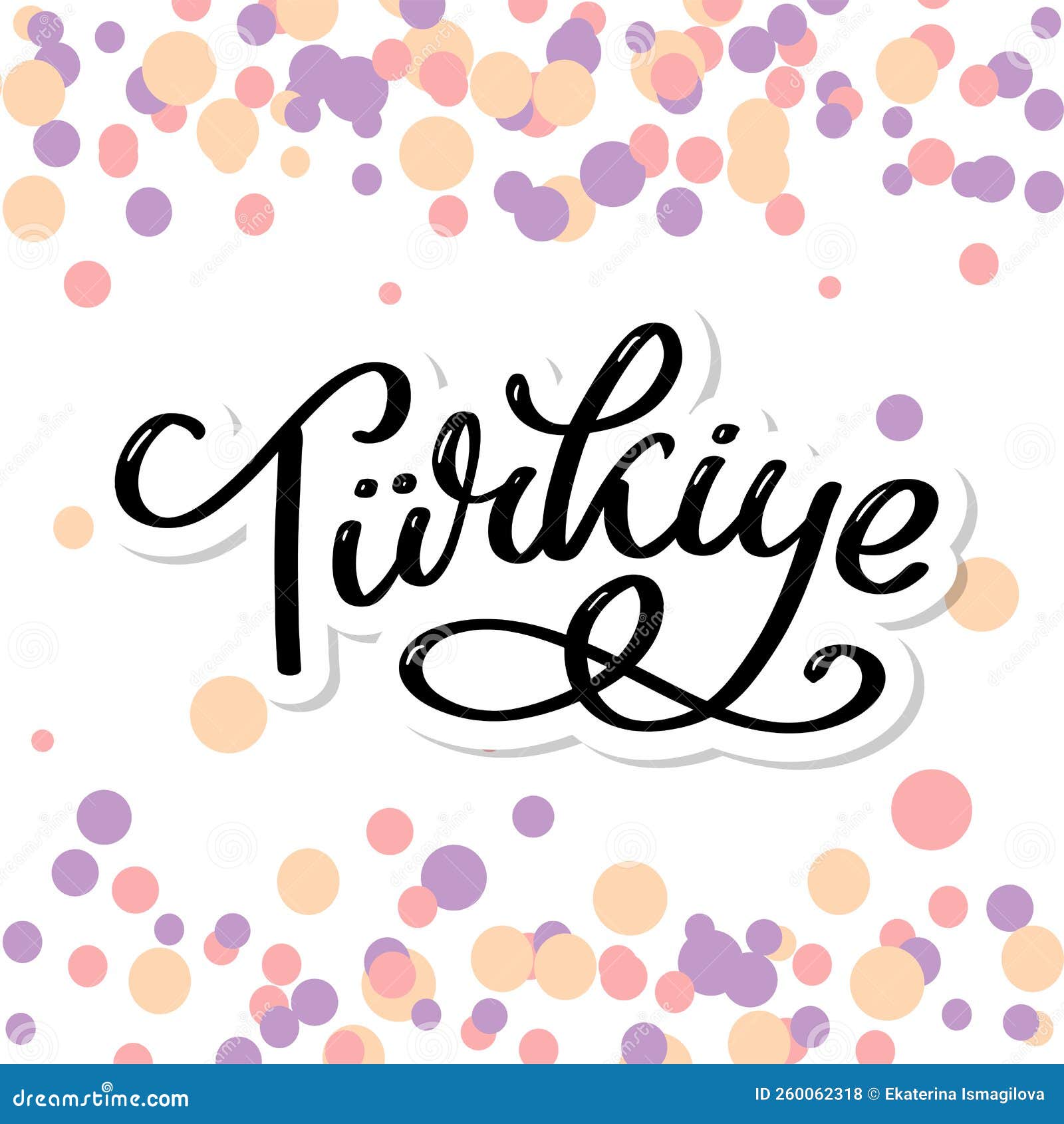 text in the turkish: turkey lettering. handwritten name of the country.   template.