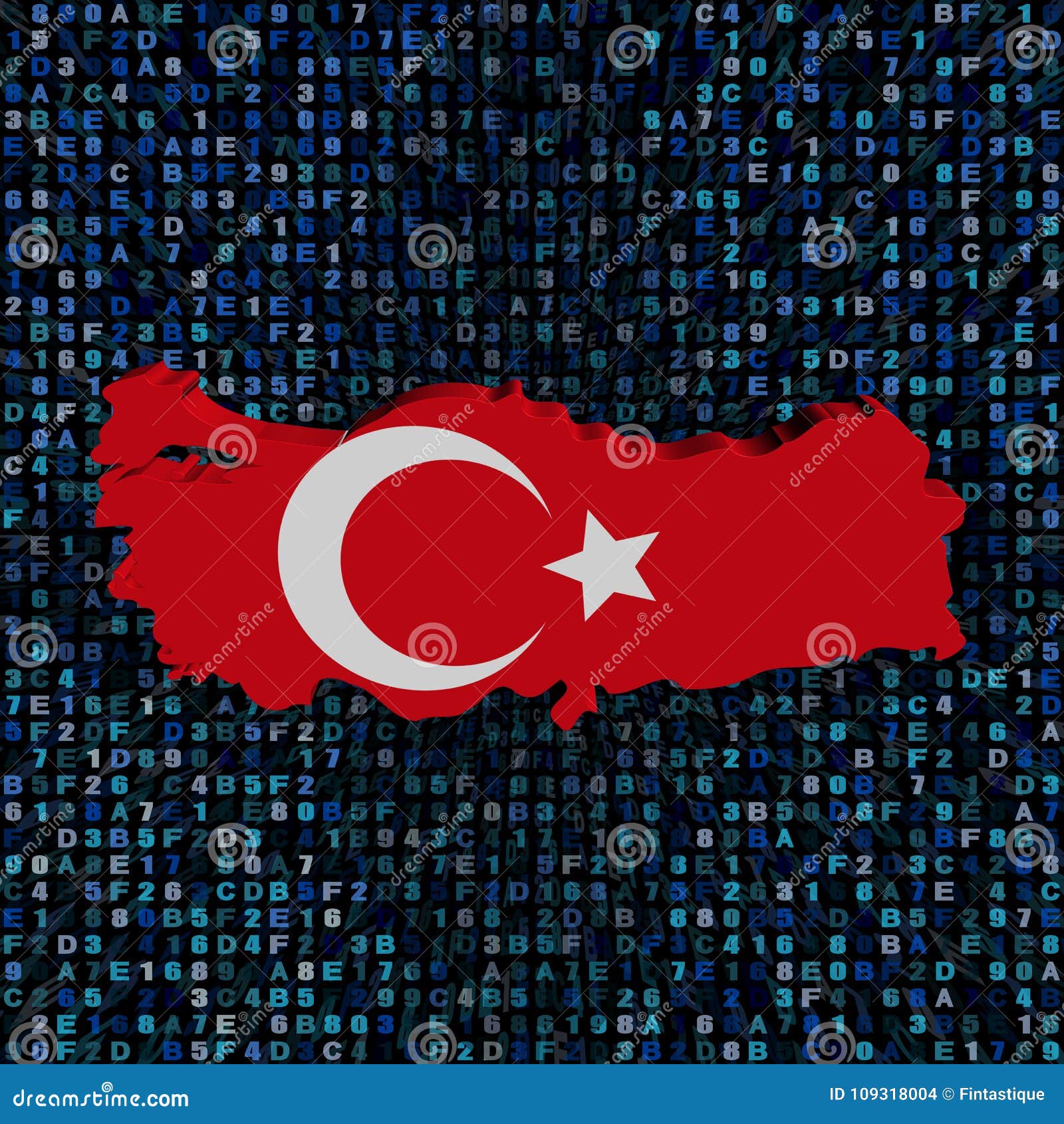 Turkey Map Flag on Hex Code Illustration Stock Illustration