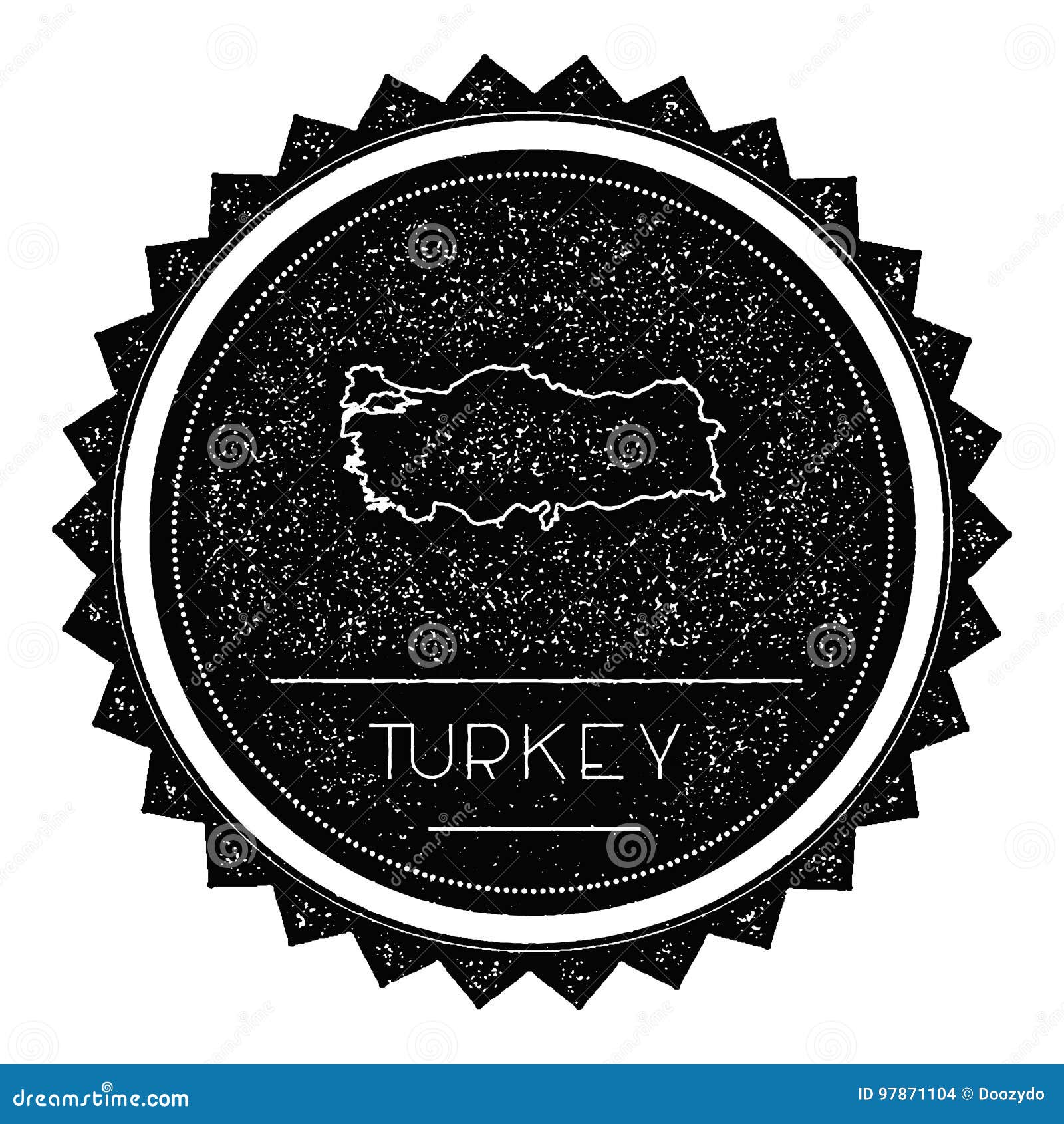 turkey map label with retro vintage styled .