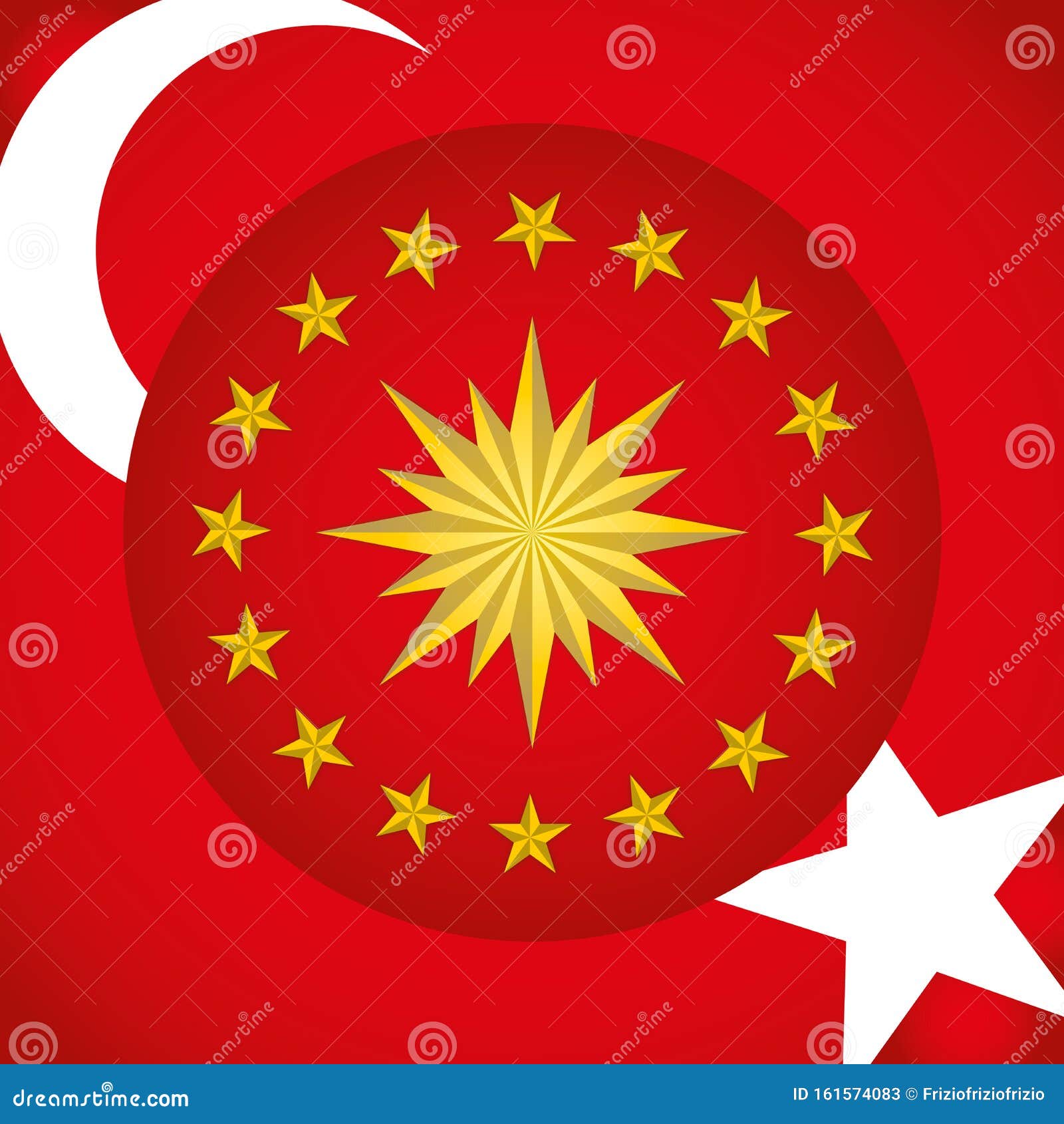 Turkey Presidential Coat Pf Arms and Flag, Vector Illustration Stock