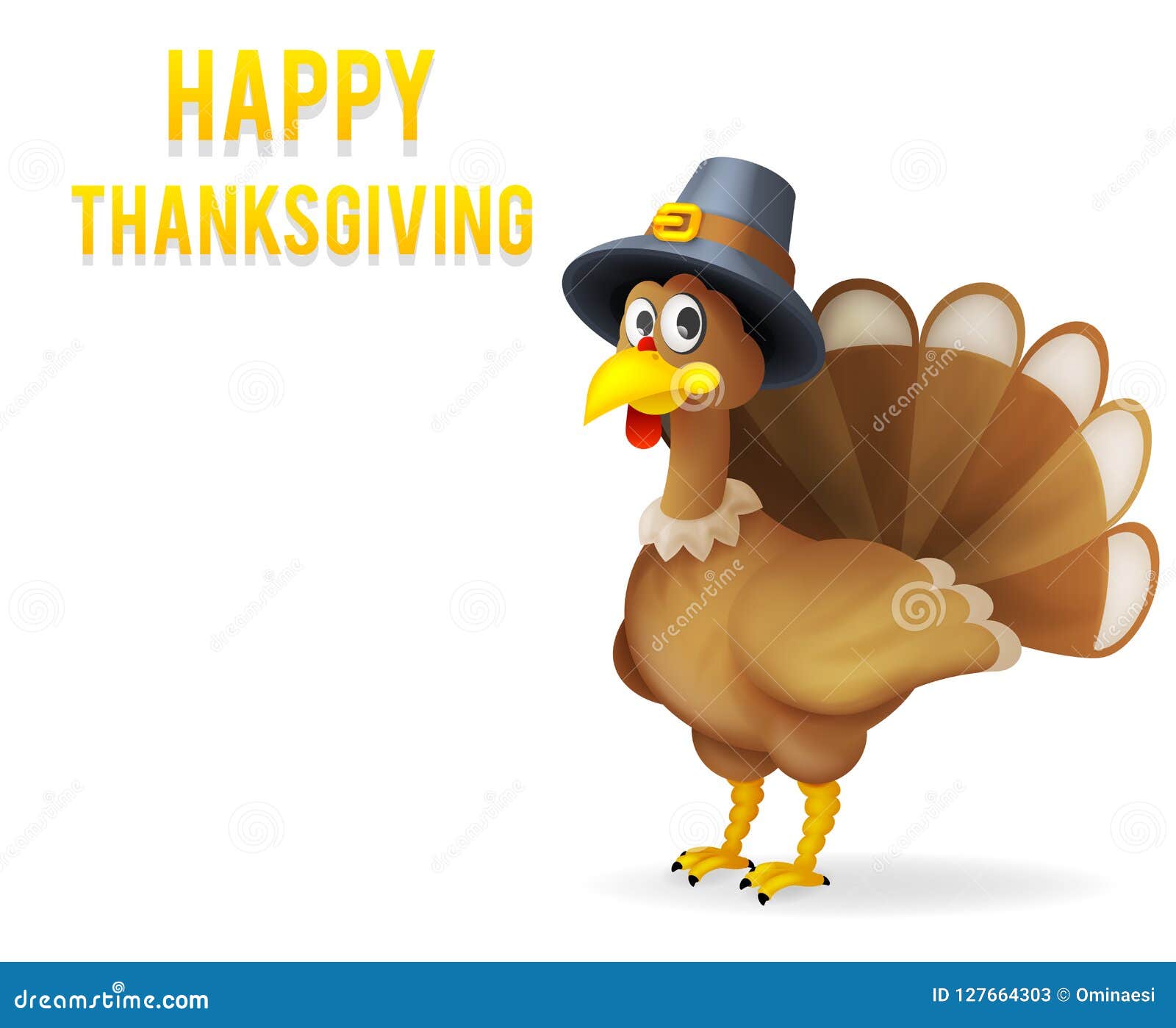 Download Turkey In Pilgrim Hat Happy Thanksgiving Holiday Celebration 3d Cartoon Design Character Vector ...