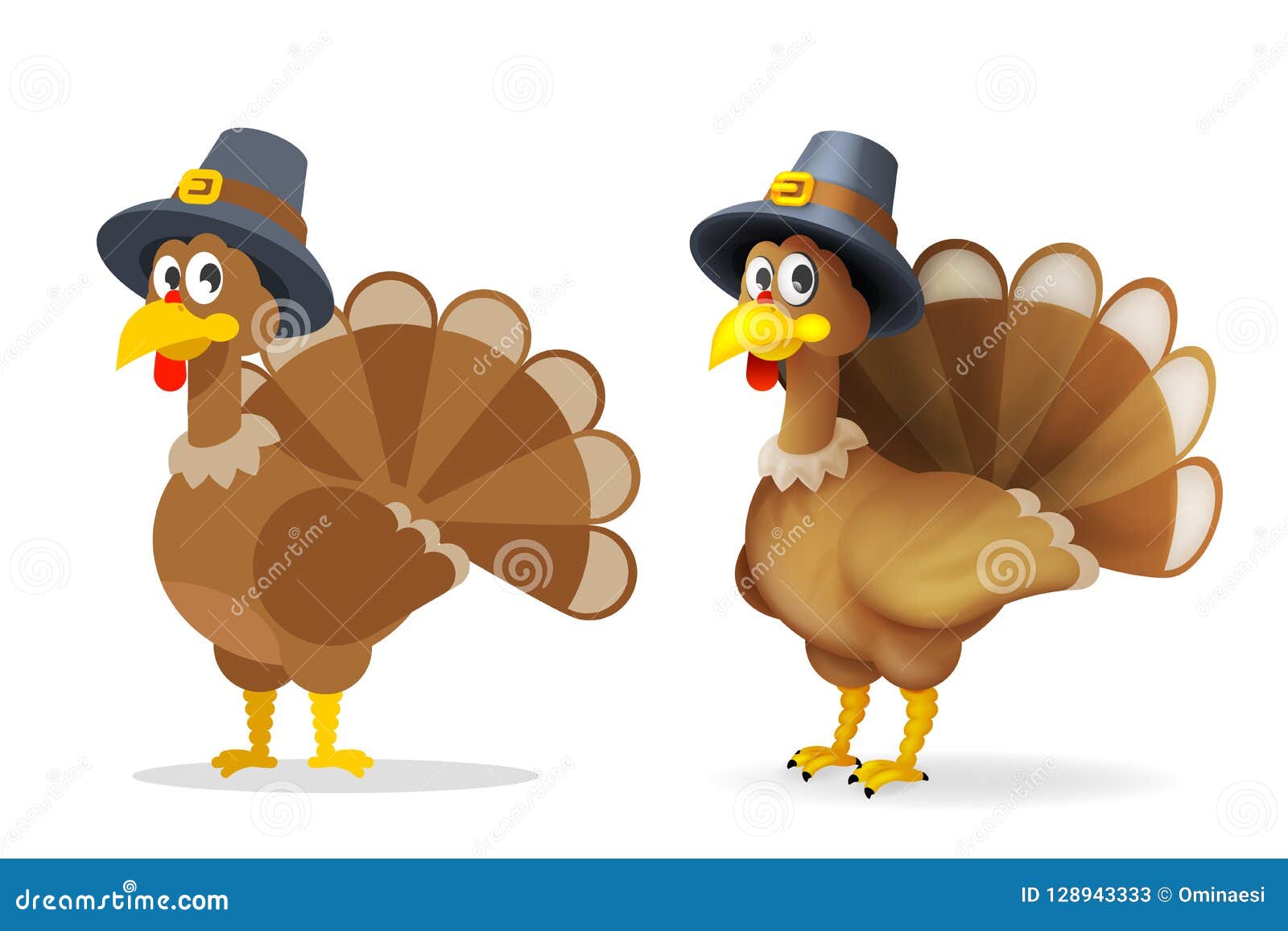 Download Turkey In Pilgrim Hat Happy Thanksgiving Holiday Celebration 3d Cartoon And Flat Design ...