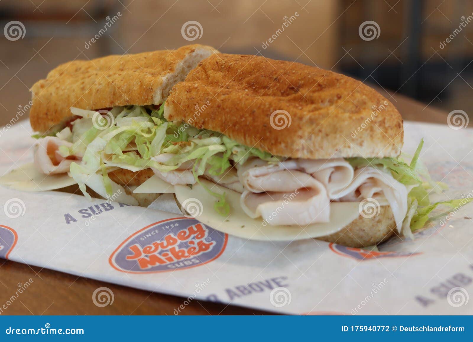 Turkey and Provolone Sandwich at a Jersey Mike`s Subs Restaurant in the USA.  Editorial Photography - Image of mike, sandwich: 175940772