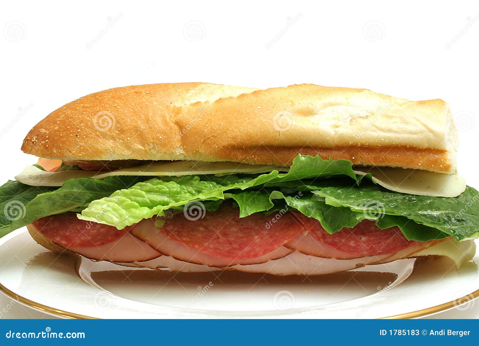 Turkey Salami & Ham Sandwich Whole Stock Image Image of freshness