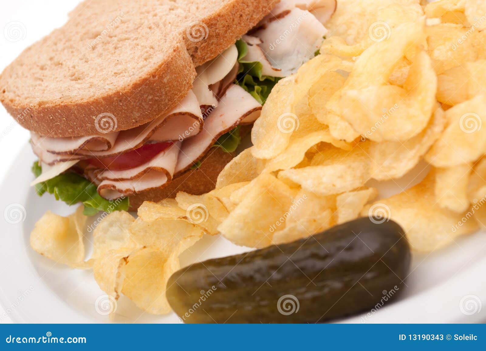 Turkey Sandwich With Potato Chips Stock Photos Image 13190343