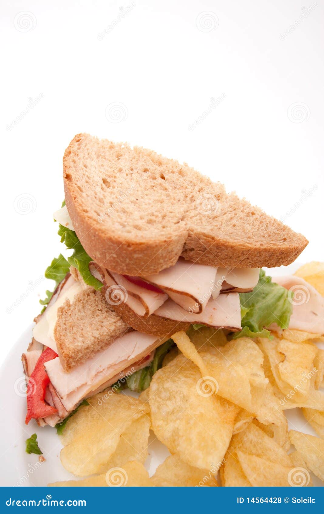 Turkey Sandwich with Potato Chips Stock Photo Image of turkey, wheat