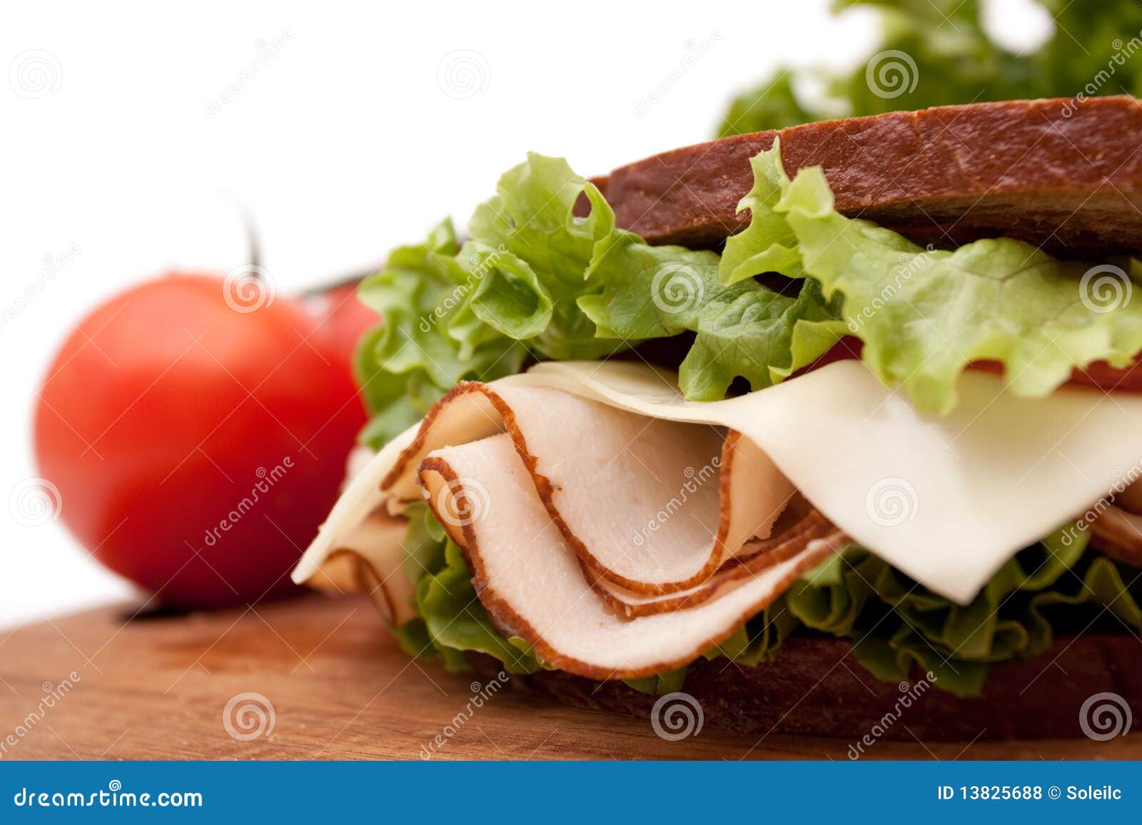 Turkey Sandwich on Rye Bread Stock Photo Image of background, food