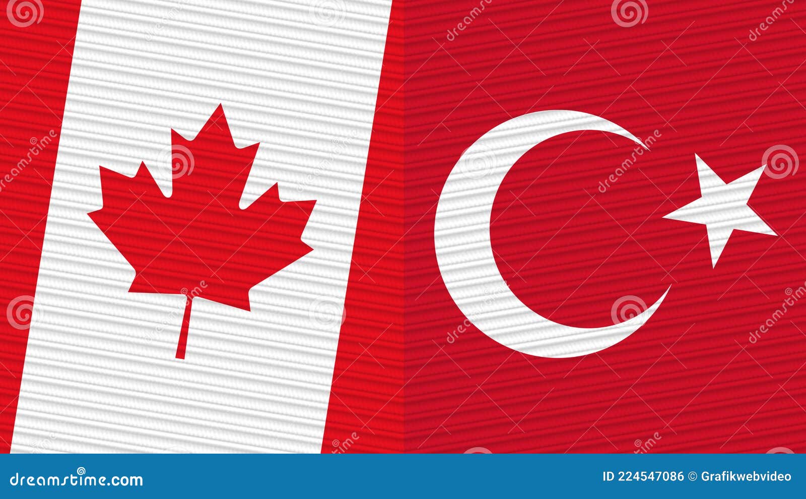 Turkije En Canada Twee Halve Vlaggen Samen Stock ...
