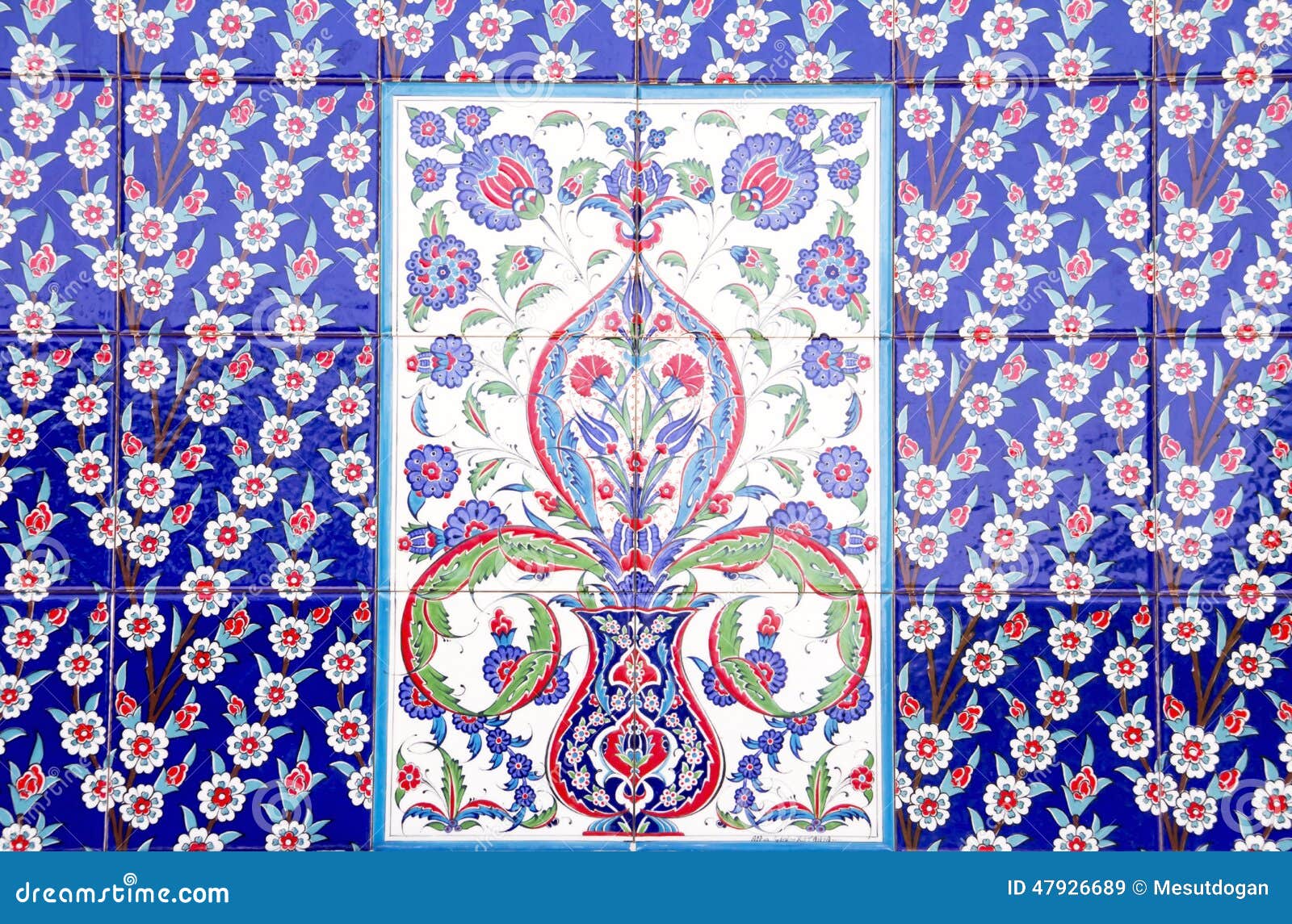 Turkish Artistic Wall Tile At The Fatih Mosque Stock Image Image Of