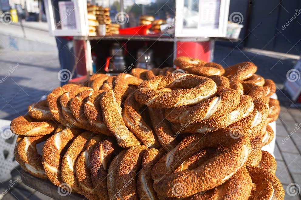 Turkish Bagel Simit Selling in a Van Stock Image - Image of wheat ...