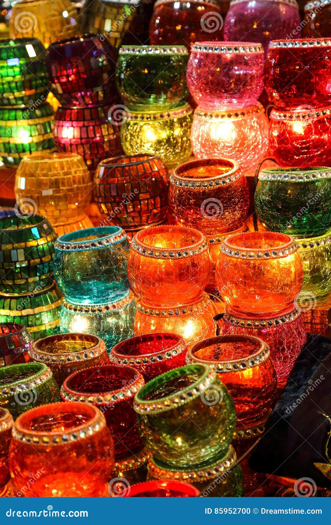 Turkish Candle Holders, Grand Bazaar, Istanbul, Turkey Stock Photo