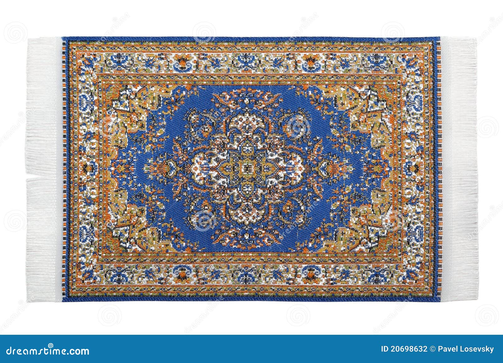 turkish carpet horizontally lies on white