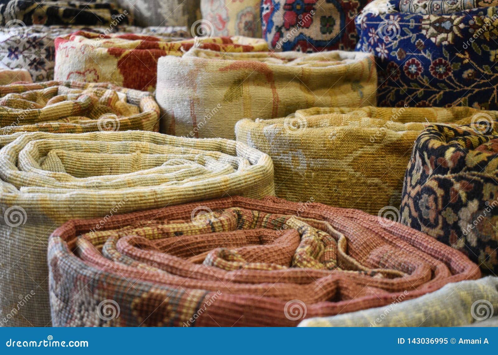 Turkish Carpets Rolled Up stock image. Image of selling 143036995