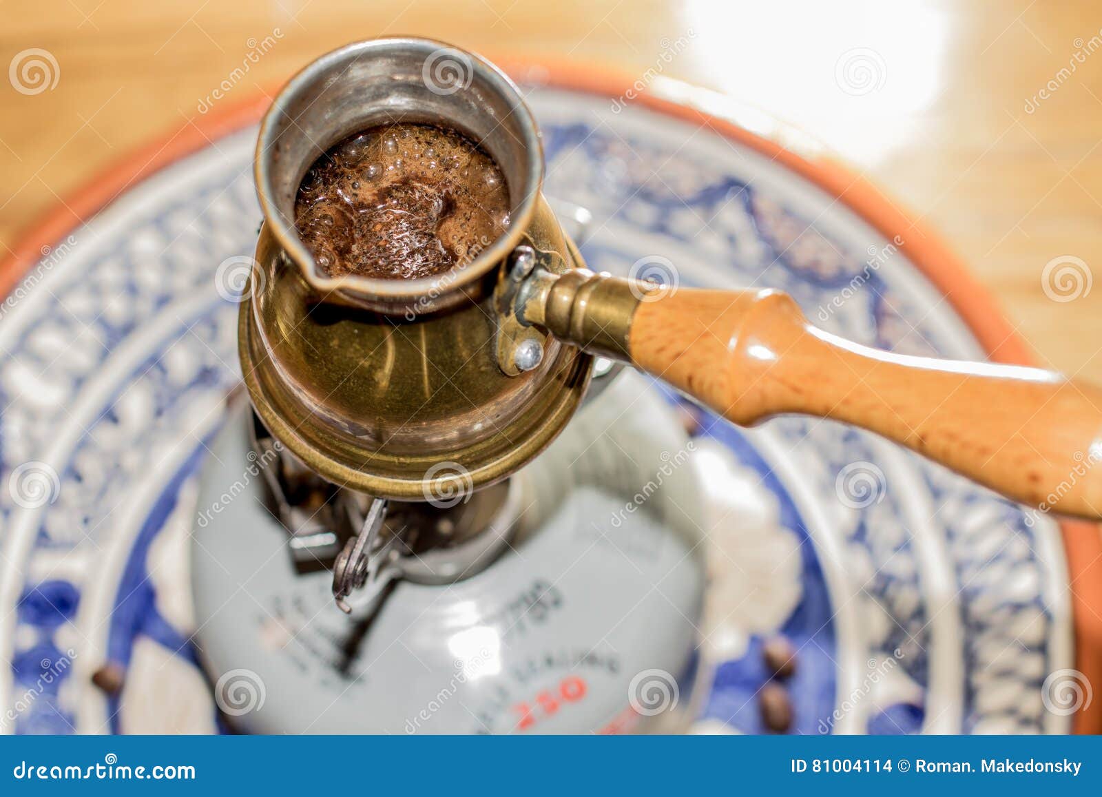 Turkish Coffee Pot Boiling on Portable Stove. Stock Photo Image of brown, drink 81004114