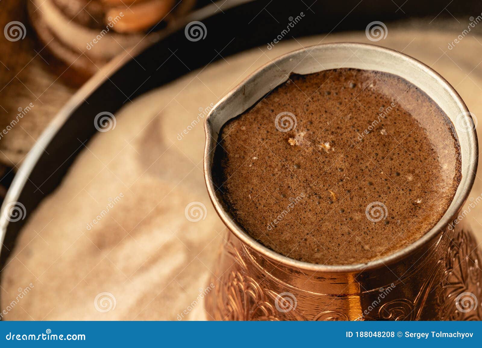 Turkish Coffee Prepared in Sand with Turk Stock Photo Image of
