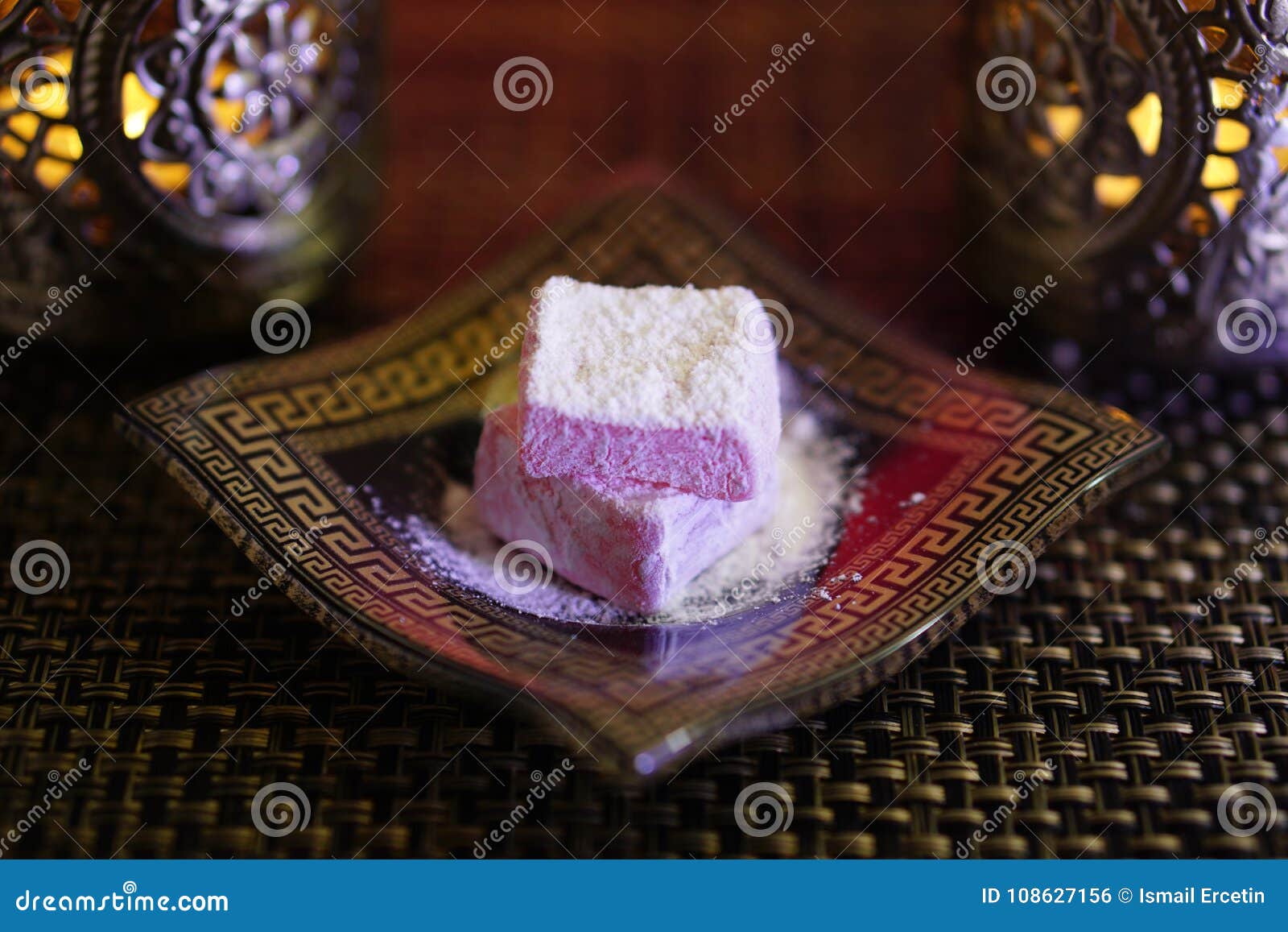 Turkish Delight with Candle Light Romantic Stock Photo Image of