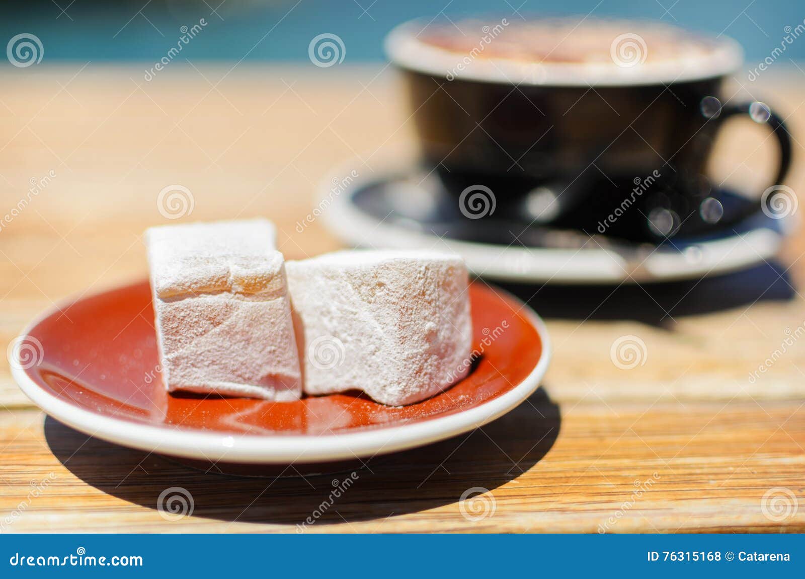 Turkish Delight (lokum) Confection with Black Tasting Coffee. Stock ...