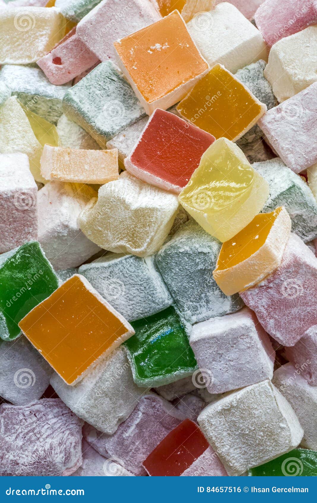 Turkish Delight in Various Colors As Background Stock Photo - Image of