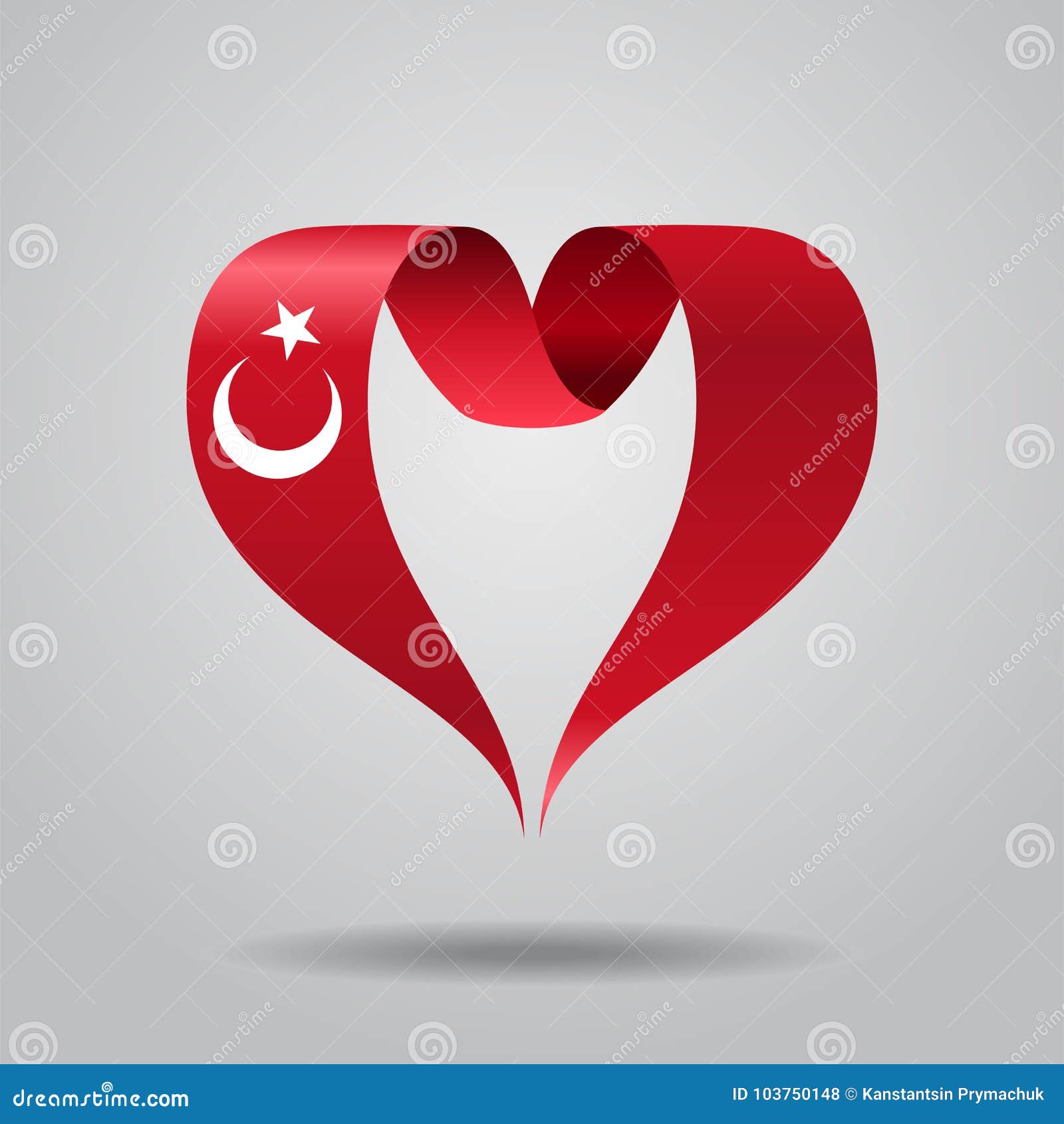 Turkish Flag Heartshaped Ribbon. Vector Illustration. Stock Vector