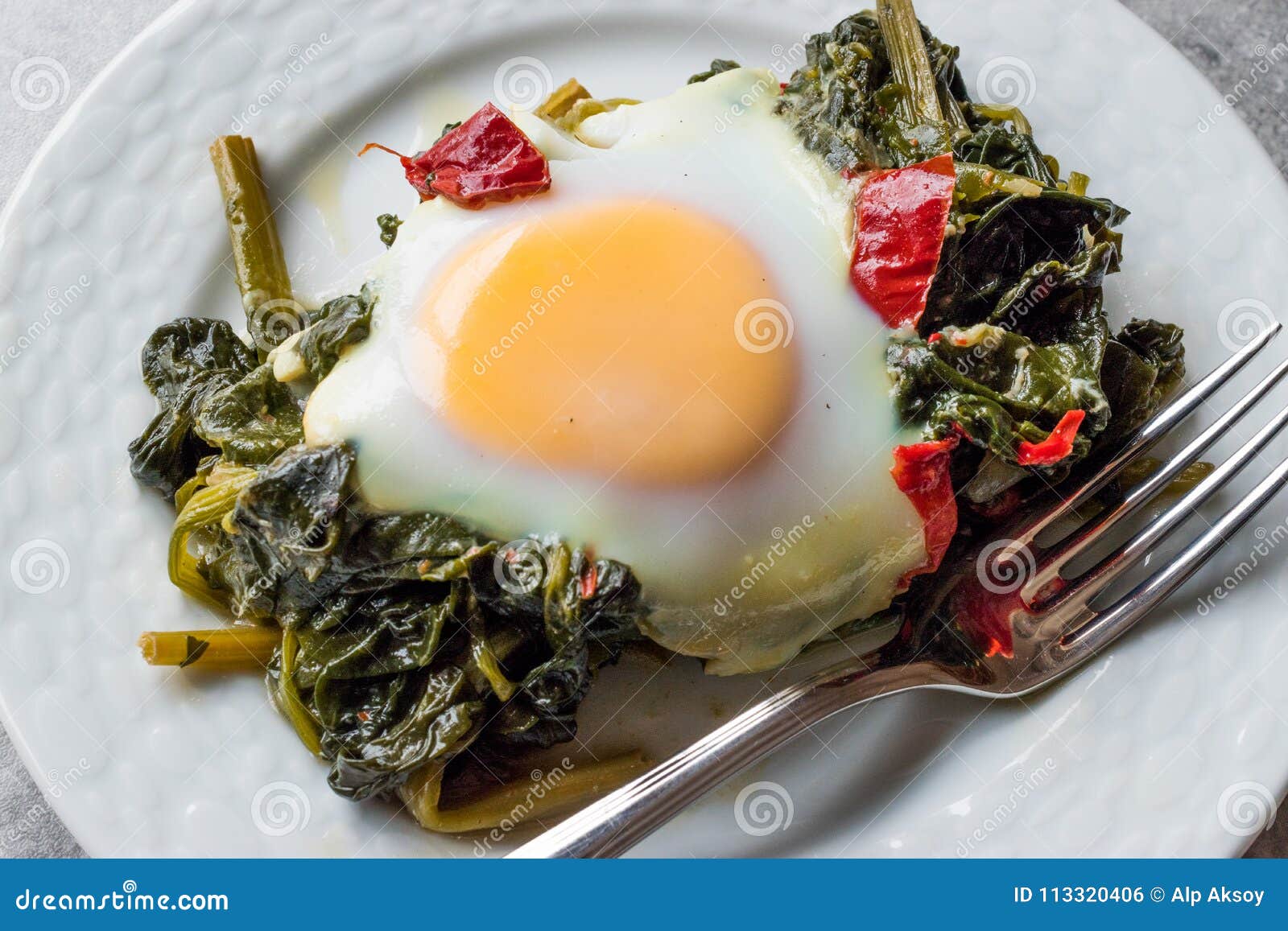 Ispanak Yumurta Or Turkish Fried Egg With Spinach Stock Photography