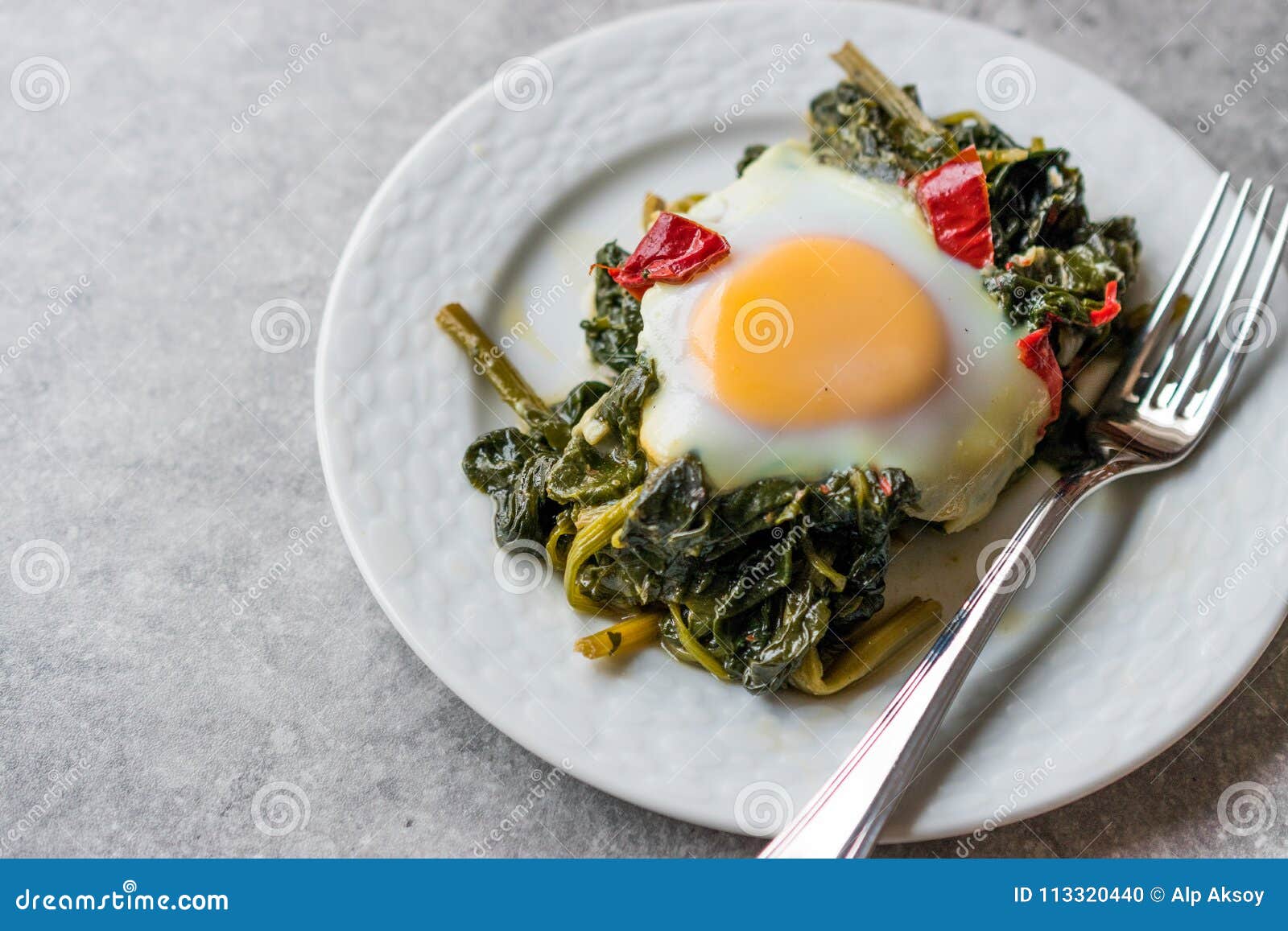 Turkish Food Spinach with Egg Stock Photo Image of ispanakli