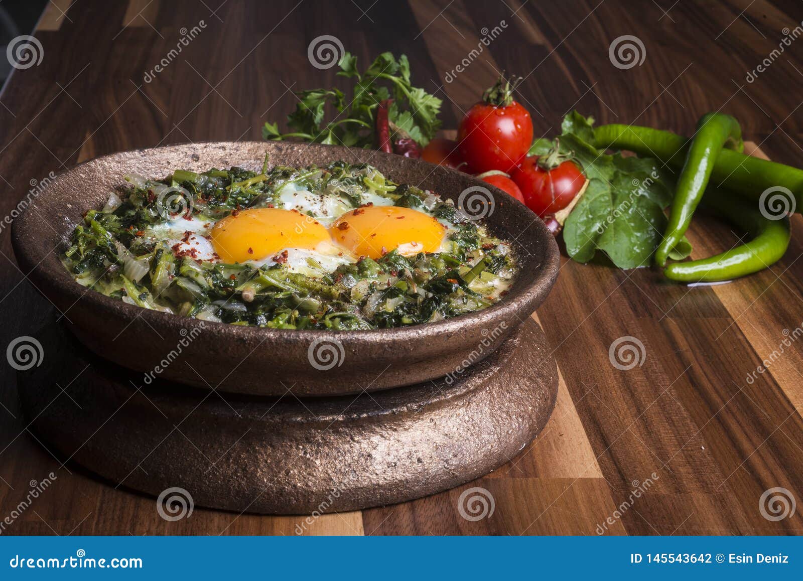 Turkish Food Spinach with Egg. Organic Food Stock Photo Image of