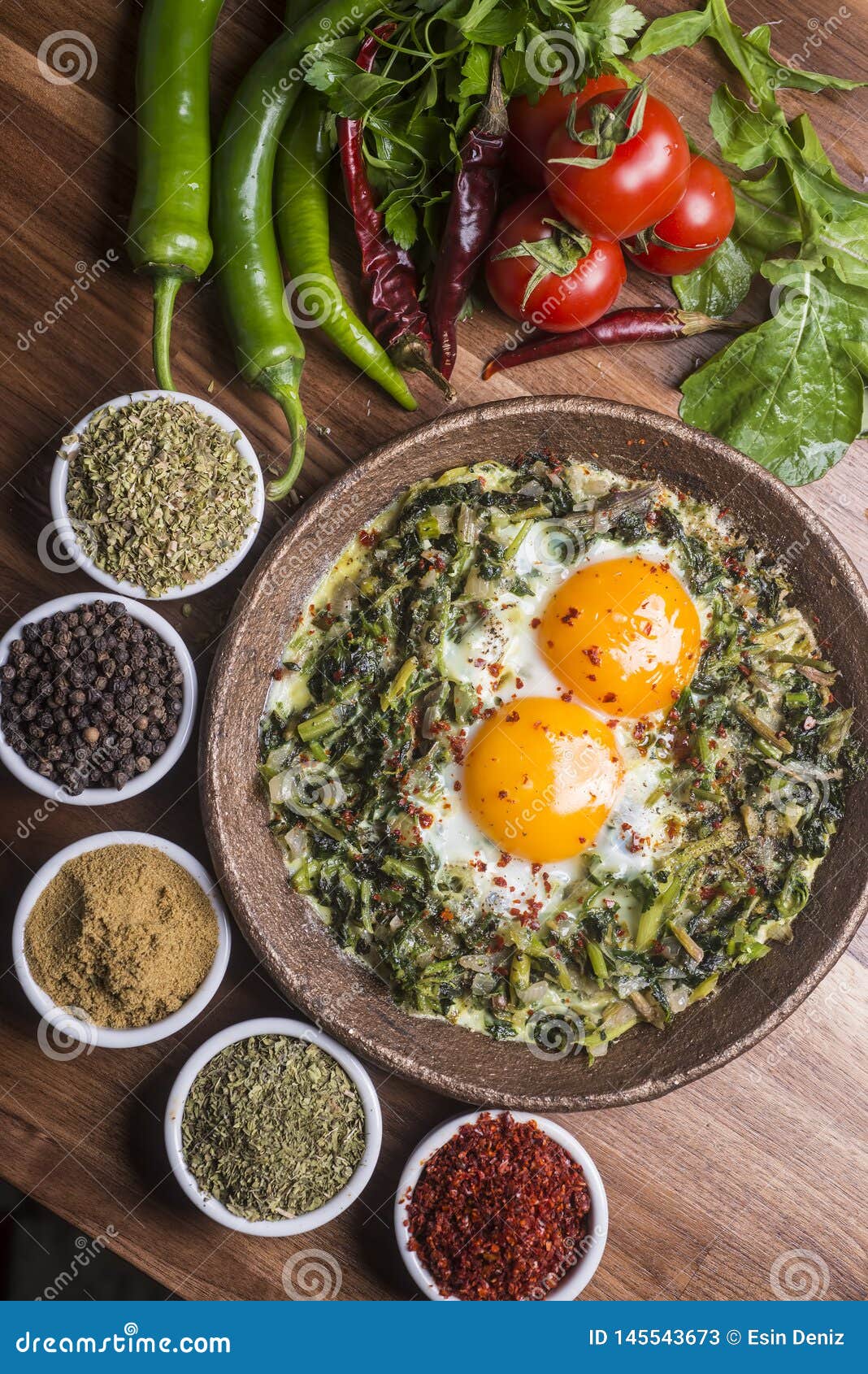 Turkish Food Spinach with Egg. Organic Food Stock Image Image of