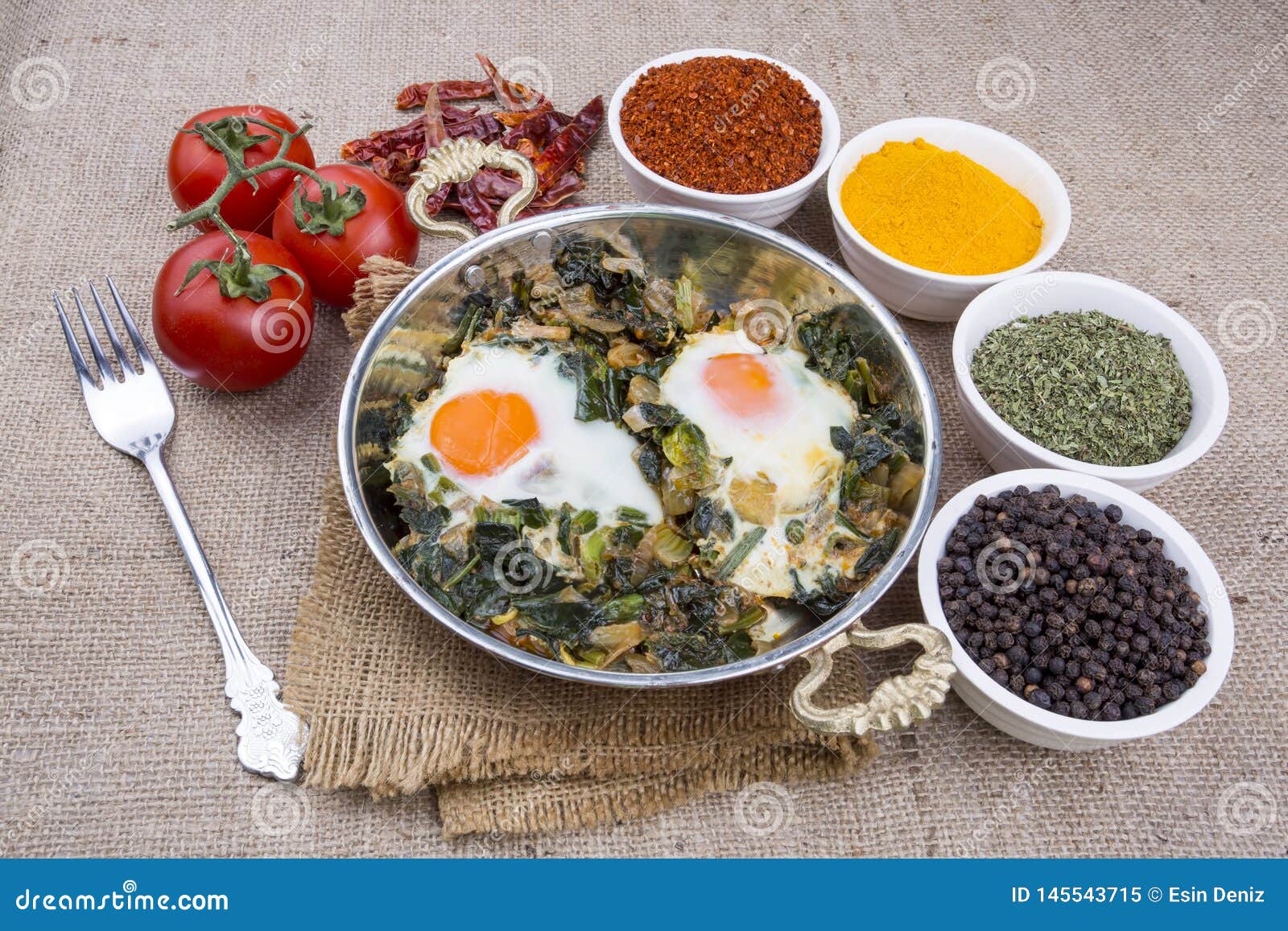 Turkish Food Spinach with Egg. Organic Food Stock Image Image of