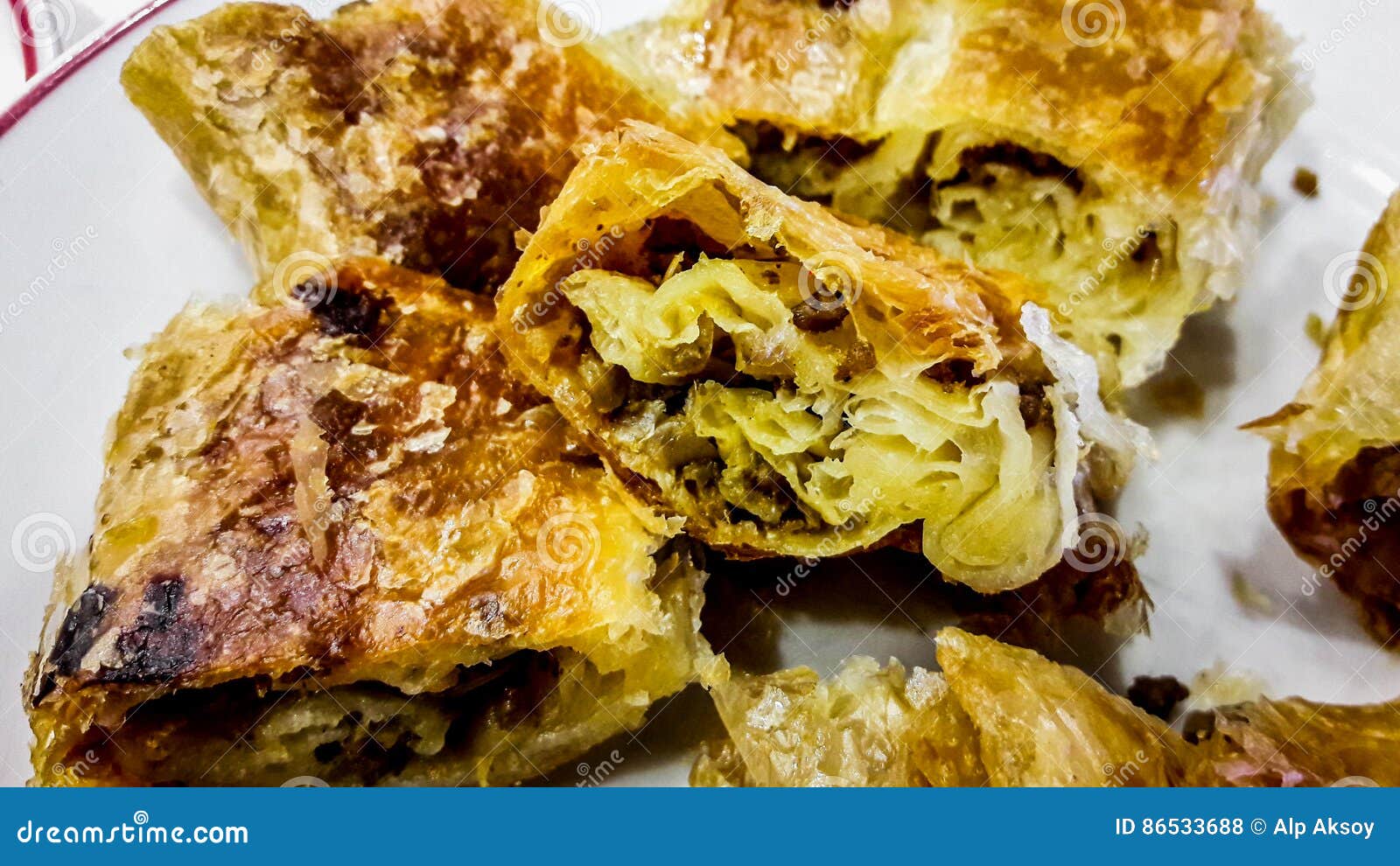 Turkish Kol Boregi with Minced Meat Stock Photo Image of dish, fried