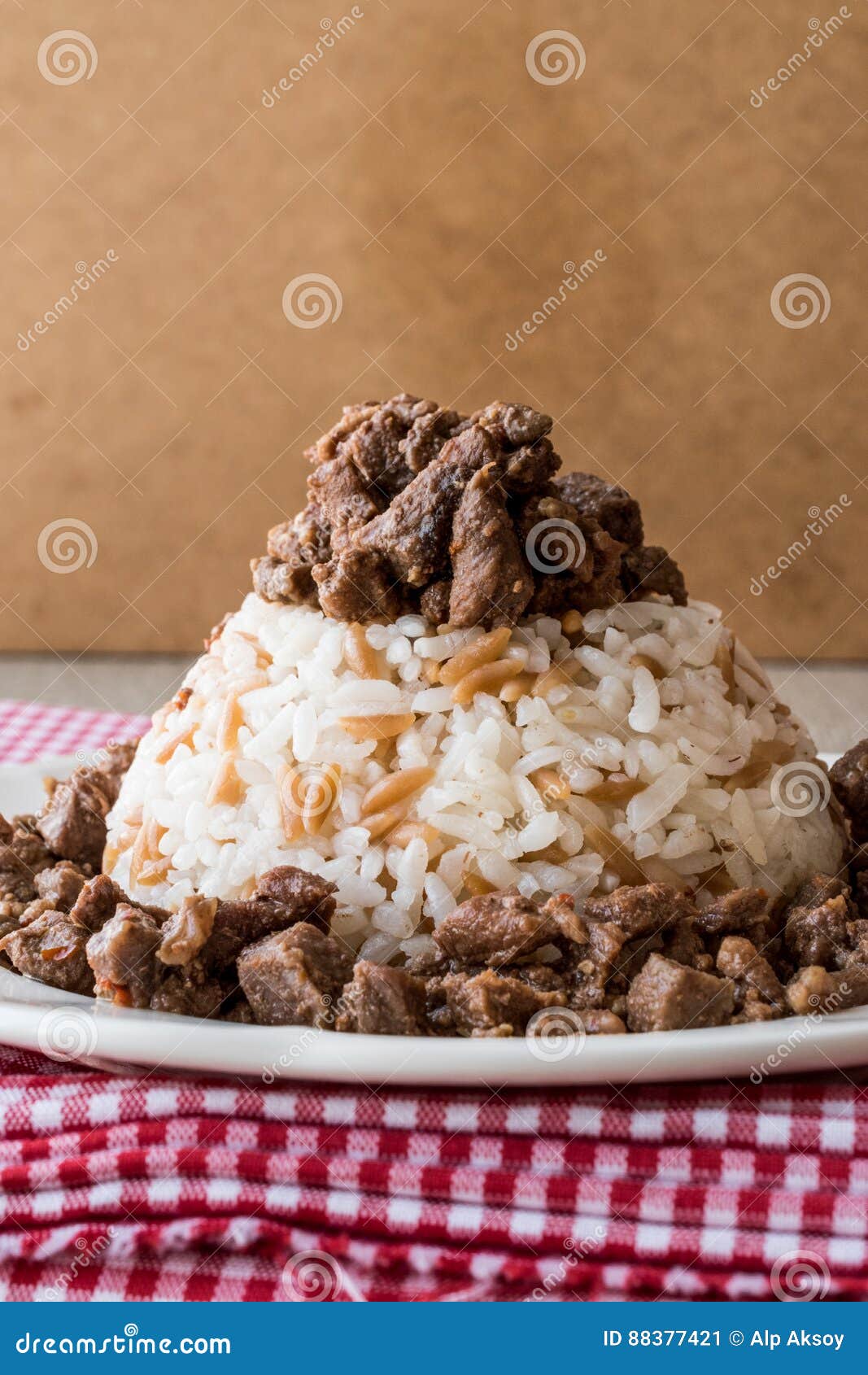 Turkish Meat Et Kavurma with Rice / Pilav. Stock Image - Image of ...